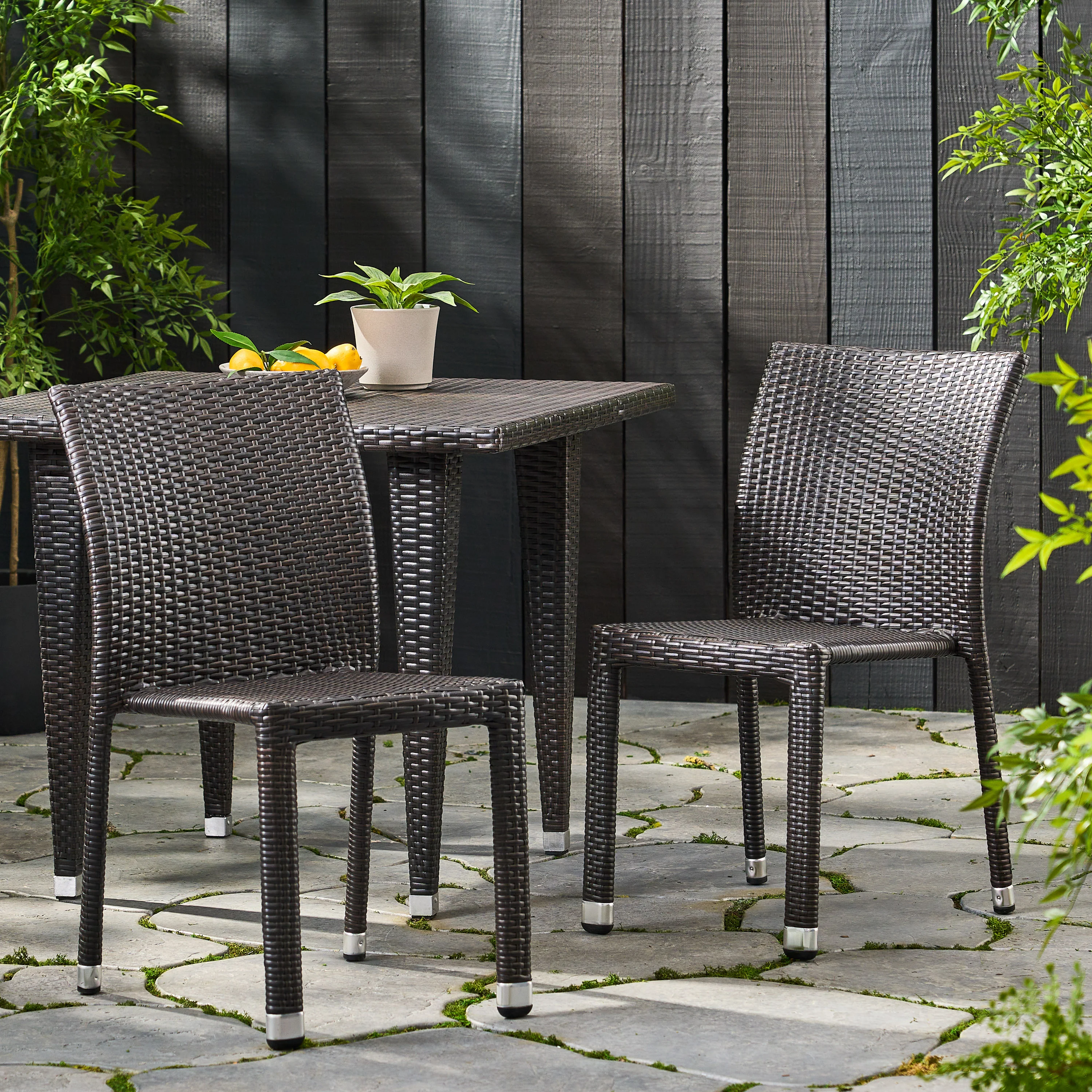 Dorside Outdoor Wicker Armless Stack Chairs With Aluminum Frame - furnishings