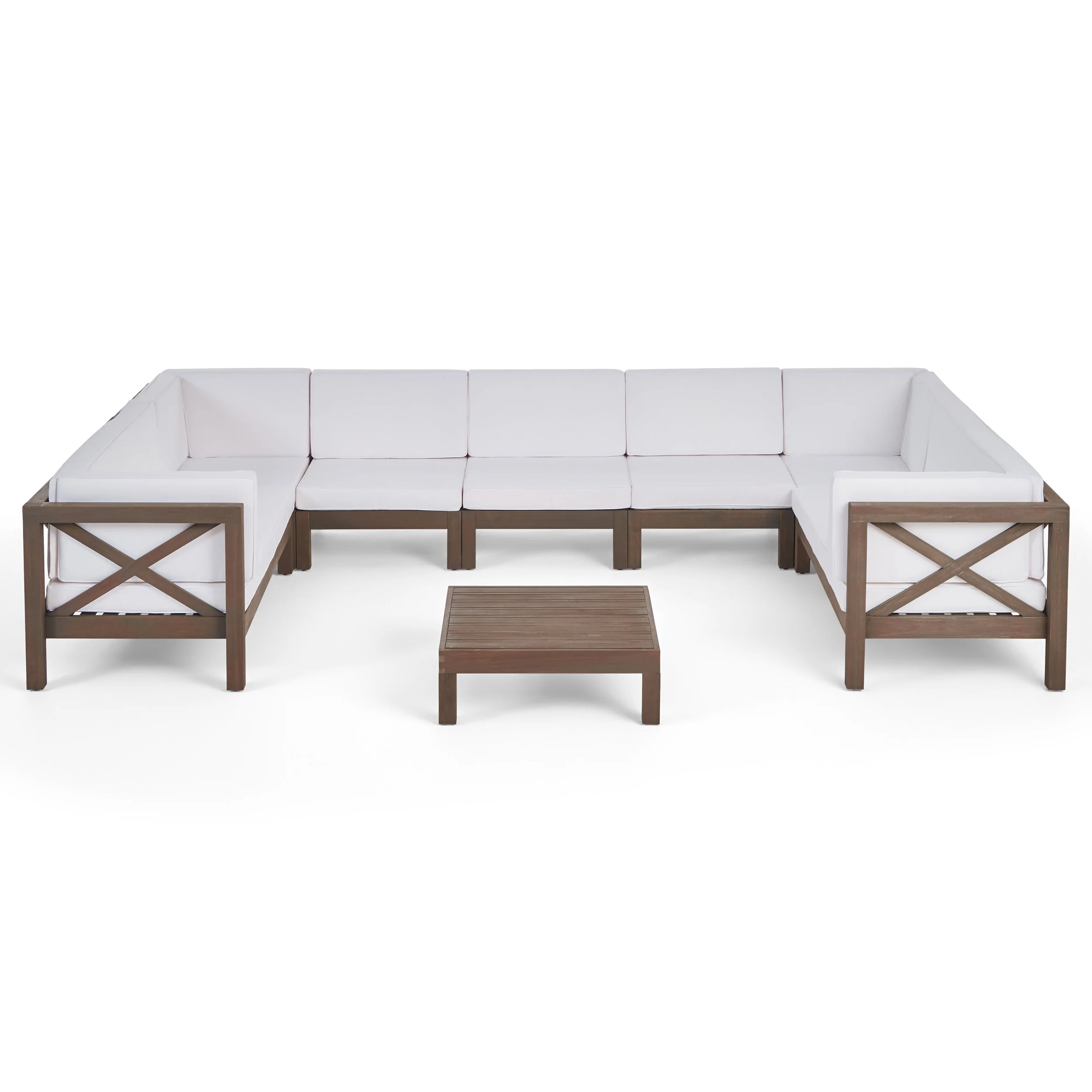 Isabella Outdoor 9 Seater Acacia Wood Sectional Sofa Set - furnishings