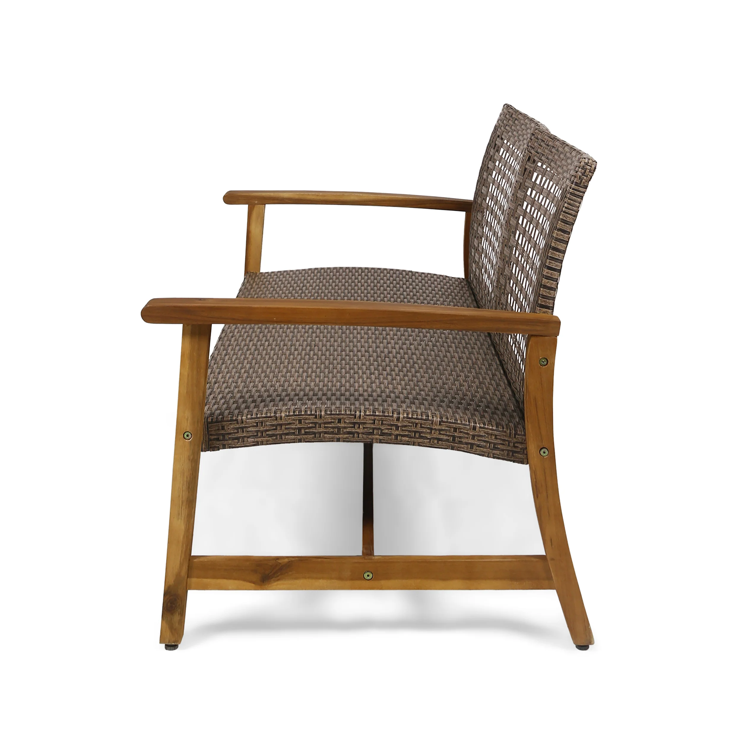 Tabby Outdoor 6 Piece Wood and Wicker Chat Set with Fire Pit - furnishings