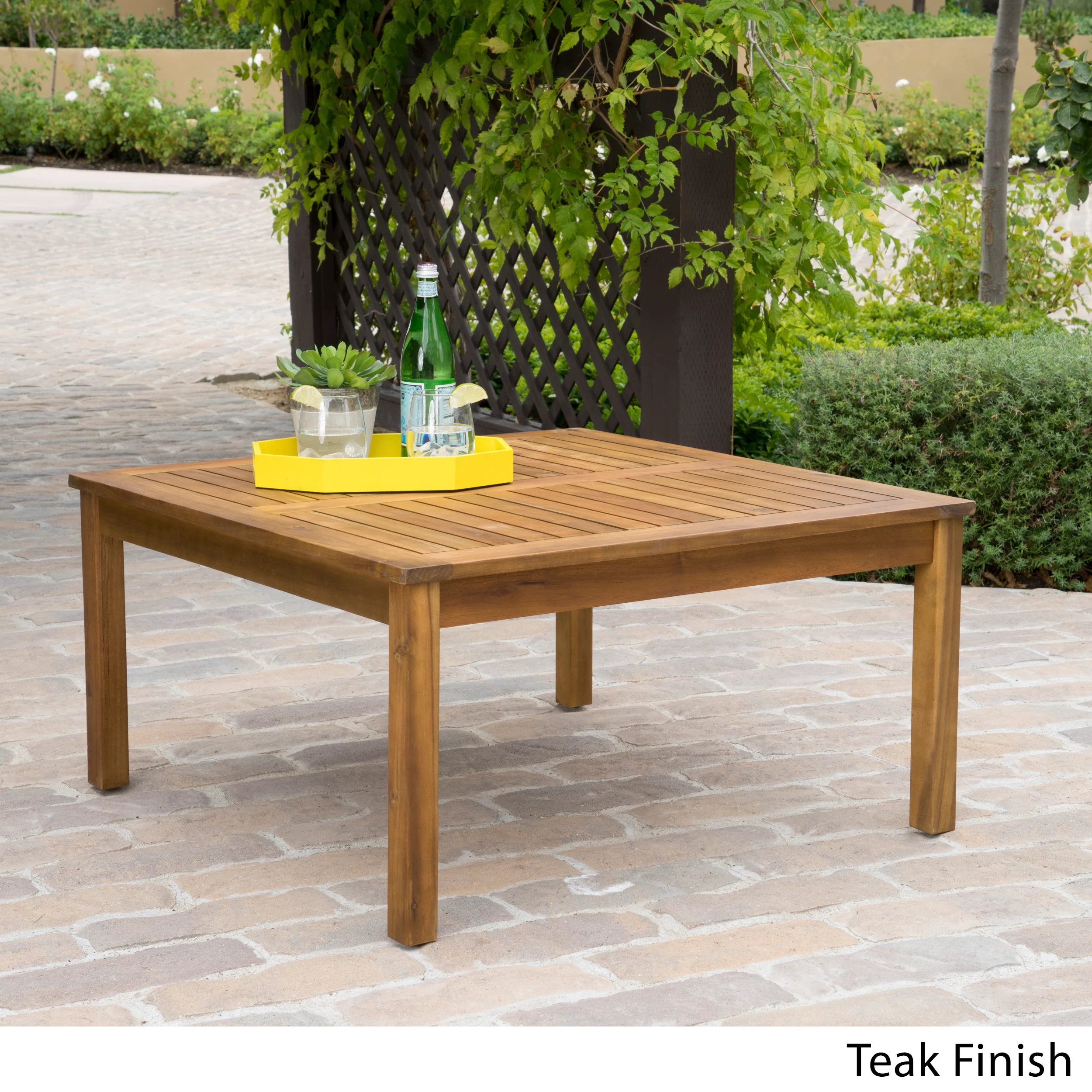 Capri Outdoor Teak Fnished Acacia Wood Coffee Table - furnishings
