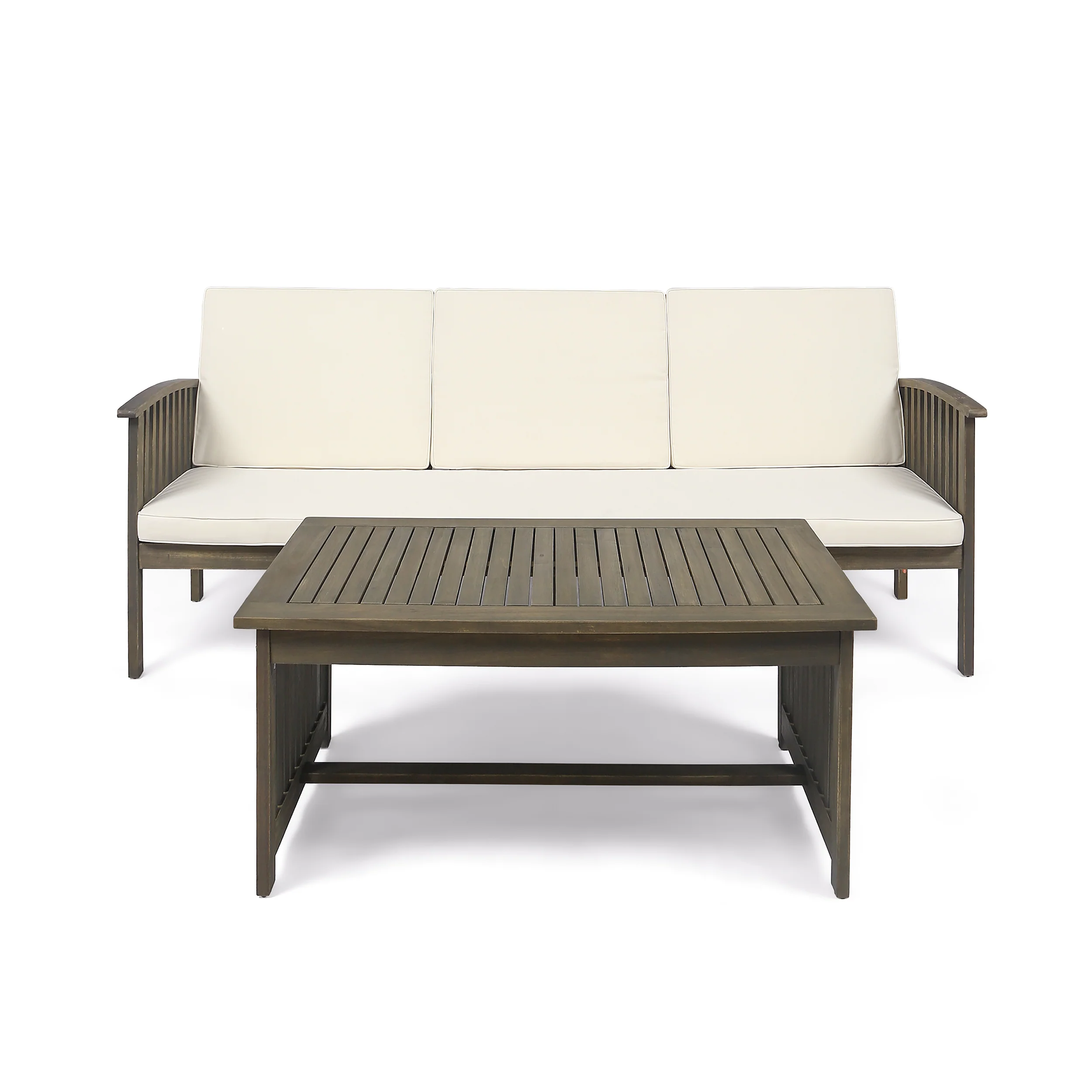 Giles Edward Outdoor Acacia Wood Sofa and Coffee Table Set - furnishings