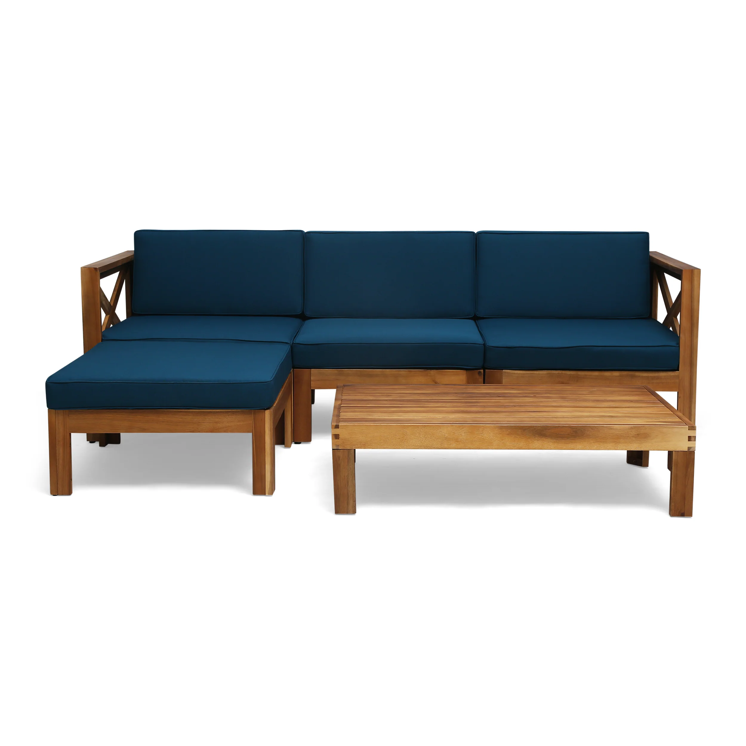 Mamie Outdoor Acacia Wood 5 Piece Sofa Set - furnishings