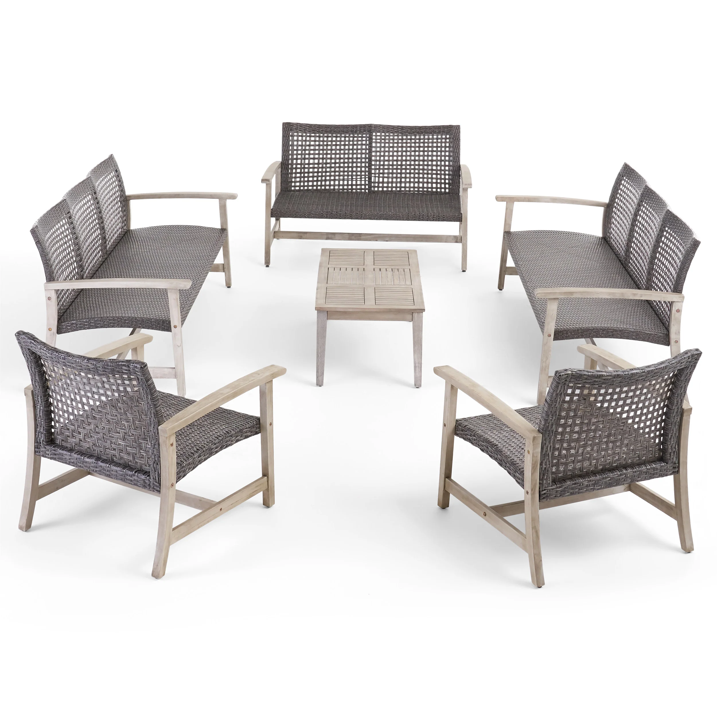 Alyssa Outdoor 6 Piece Sofa and Loveseat Chat Set - furnishings