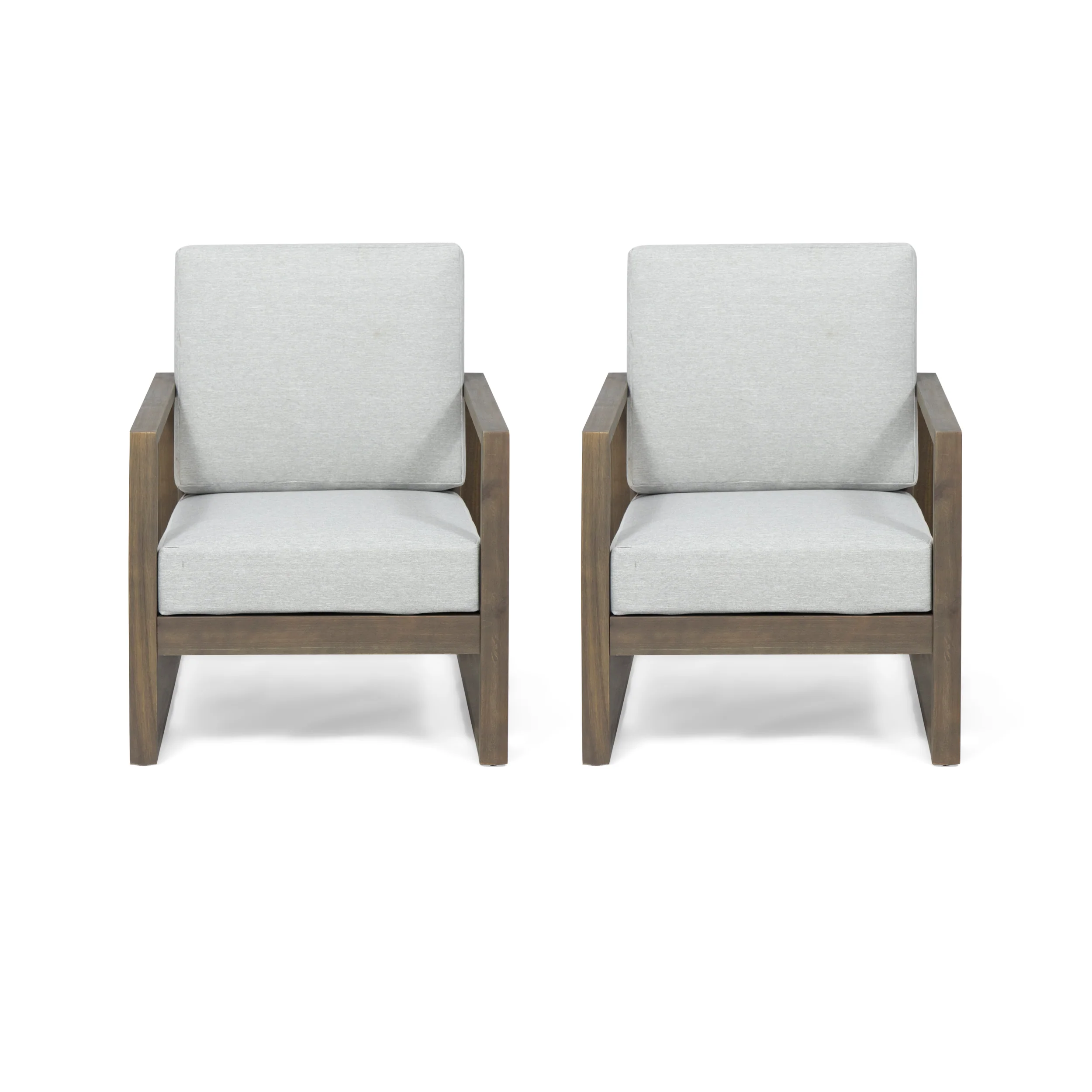 Marlee Outdoor Acacia Wood Club Chair with Cushions (Set of 2) - furnishings