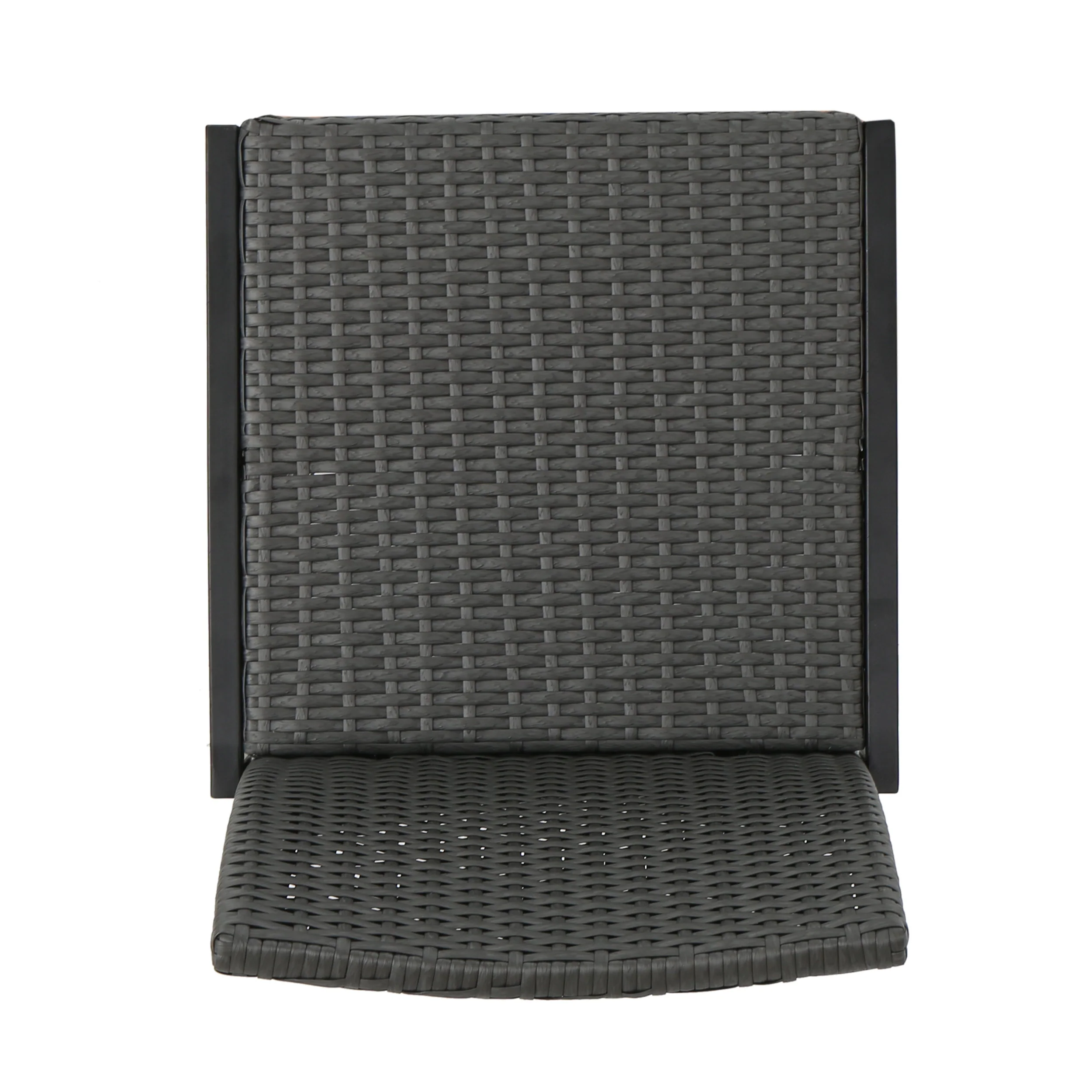 Conrad Outdoor Transitional 30-Inch Gray Wicker Barstools with Metal Frame - furnishings