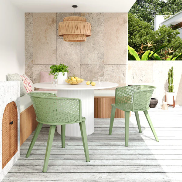 Caspiane Outdoor Patio Dining Chairs with Iron Frame - furnishings
