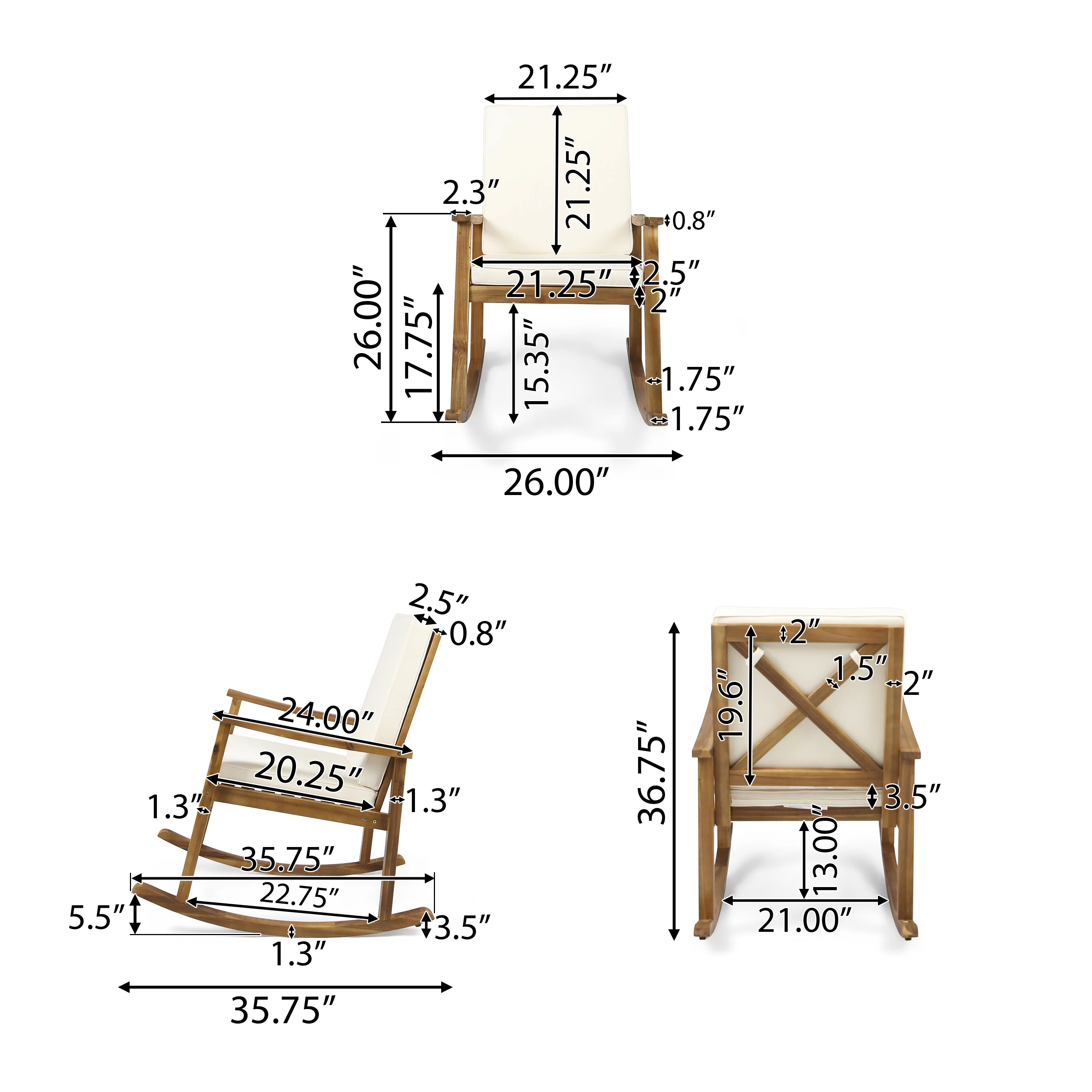 Aeney Outdoor Acacia Wood Rocking Chair - furnishings