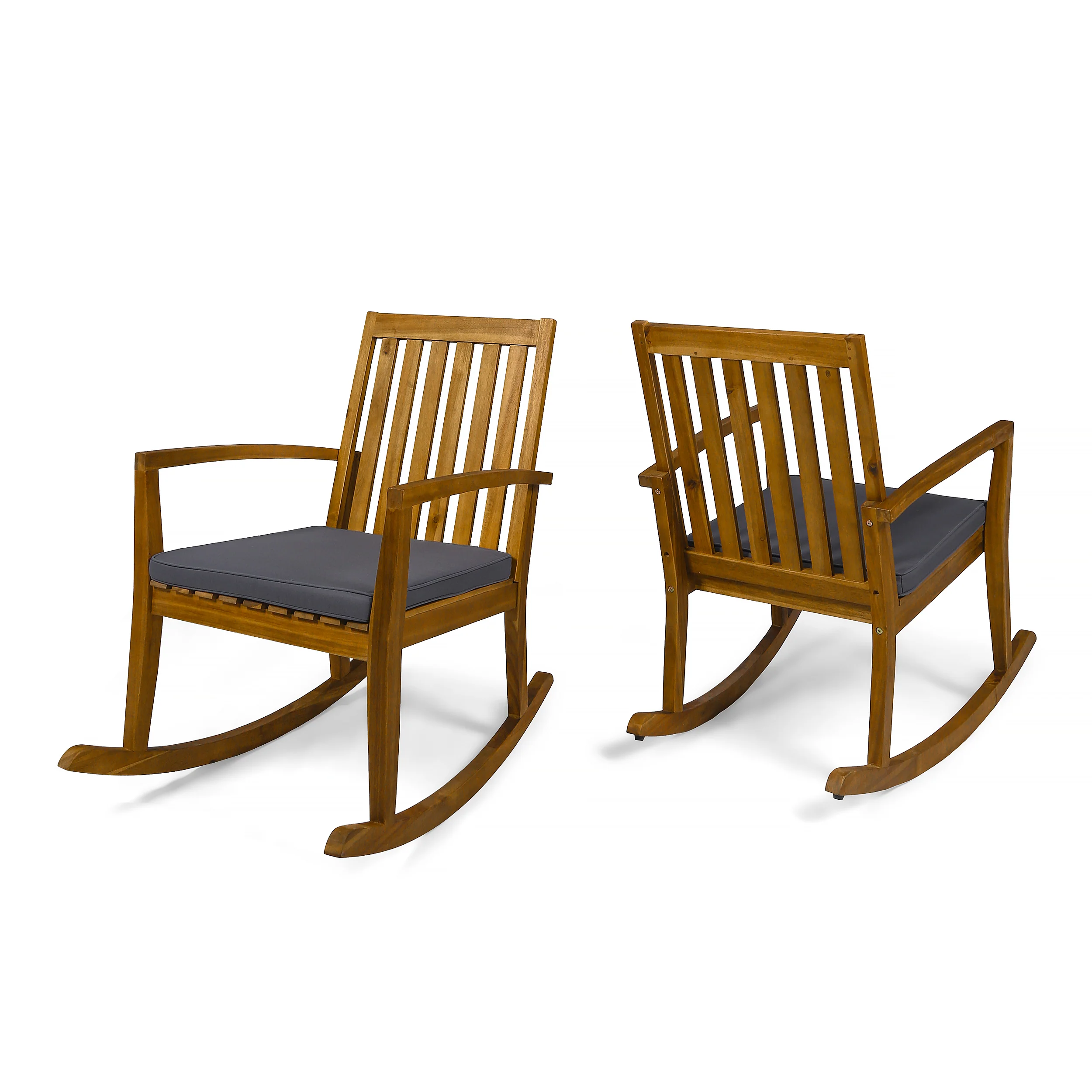 Yvonne Outdoor Acacia Wood Rocking Chair with Water-Resistant Cushions - furnishings