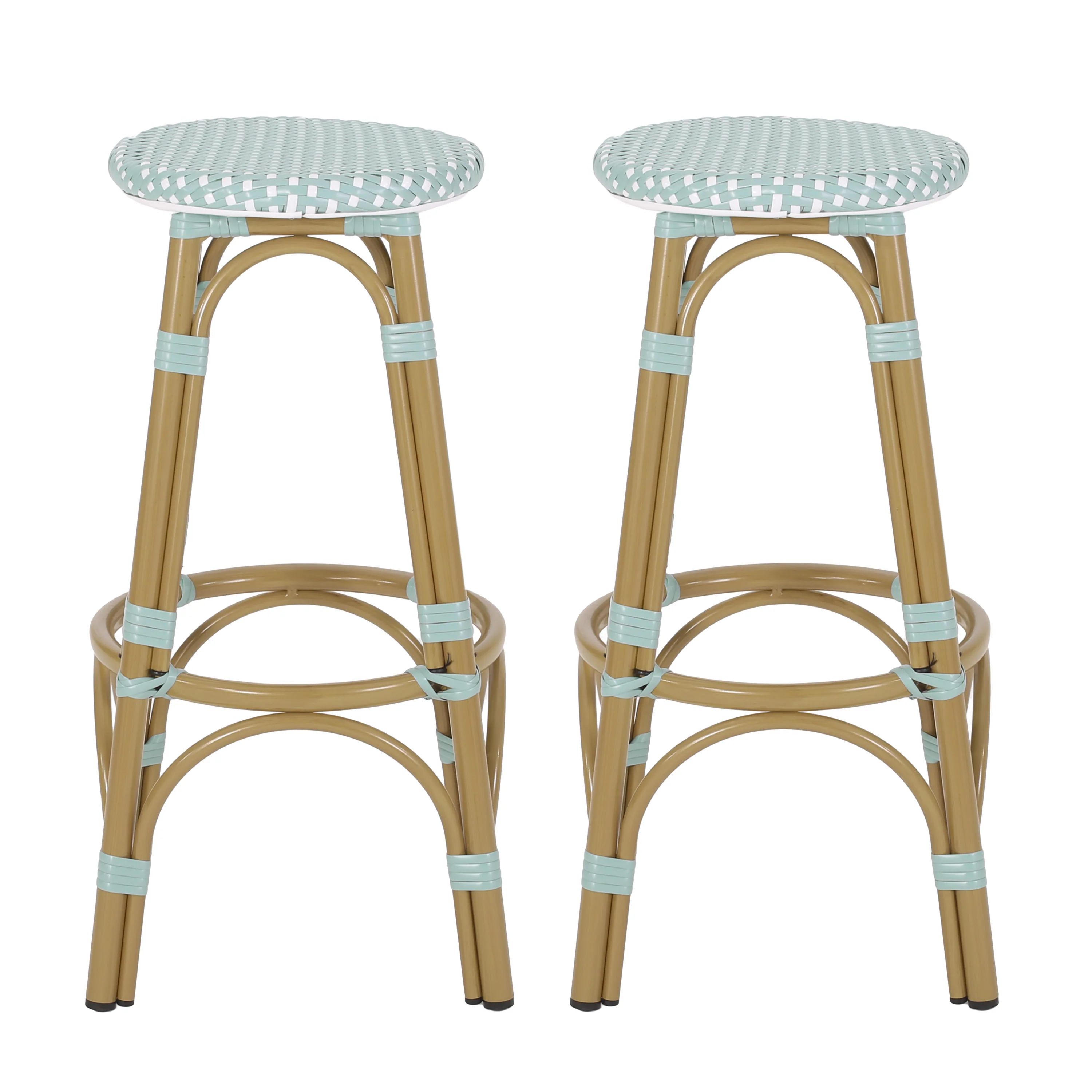 Dohney Outdoor French Aluminum 29.5 Inch Barstools, Set of 2 - furnishings