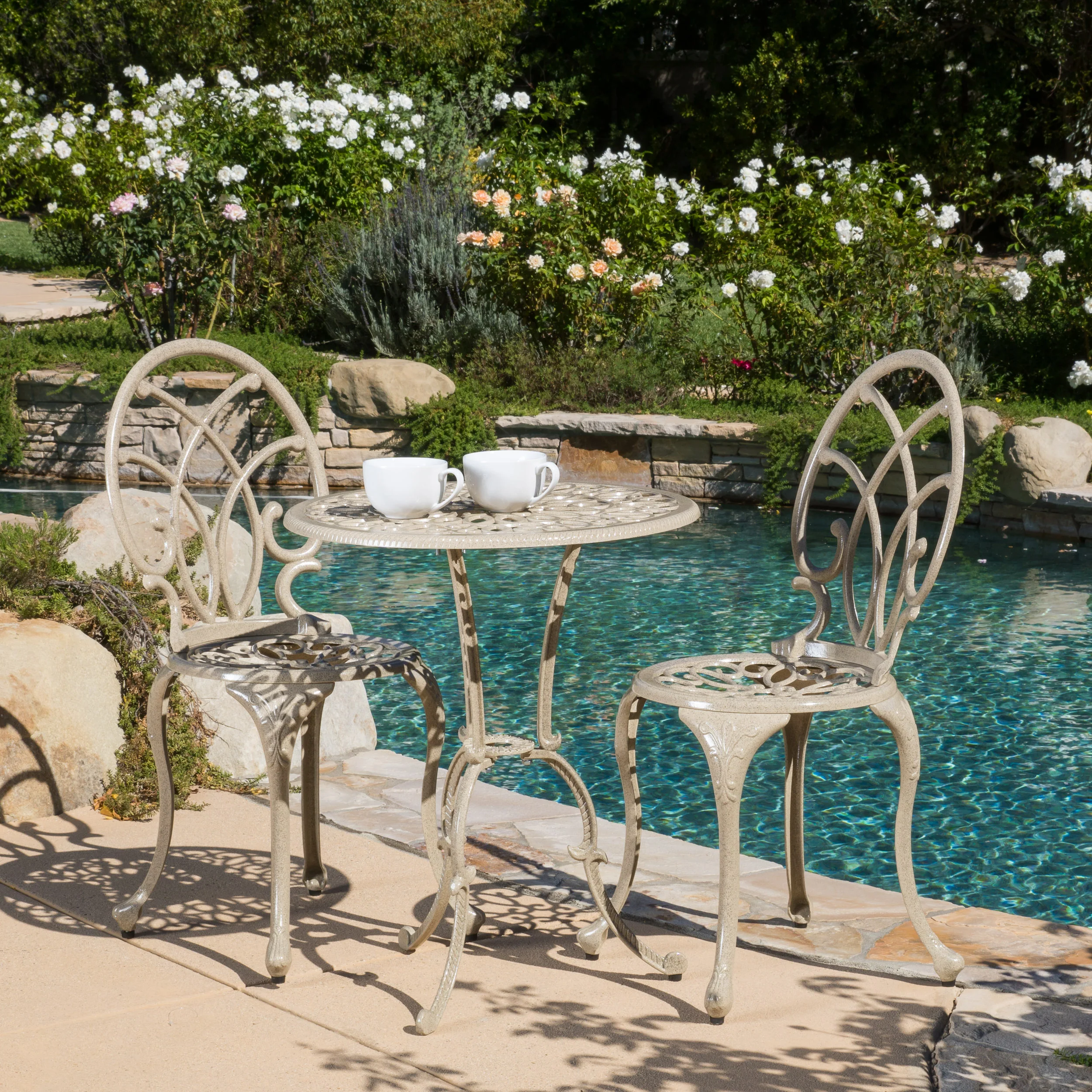 Andover Outdoor 3-Piece Aluminum Bistro Set - furnishings