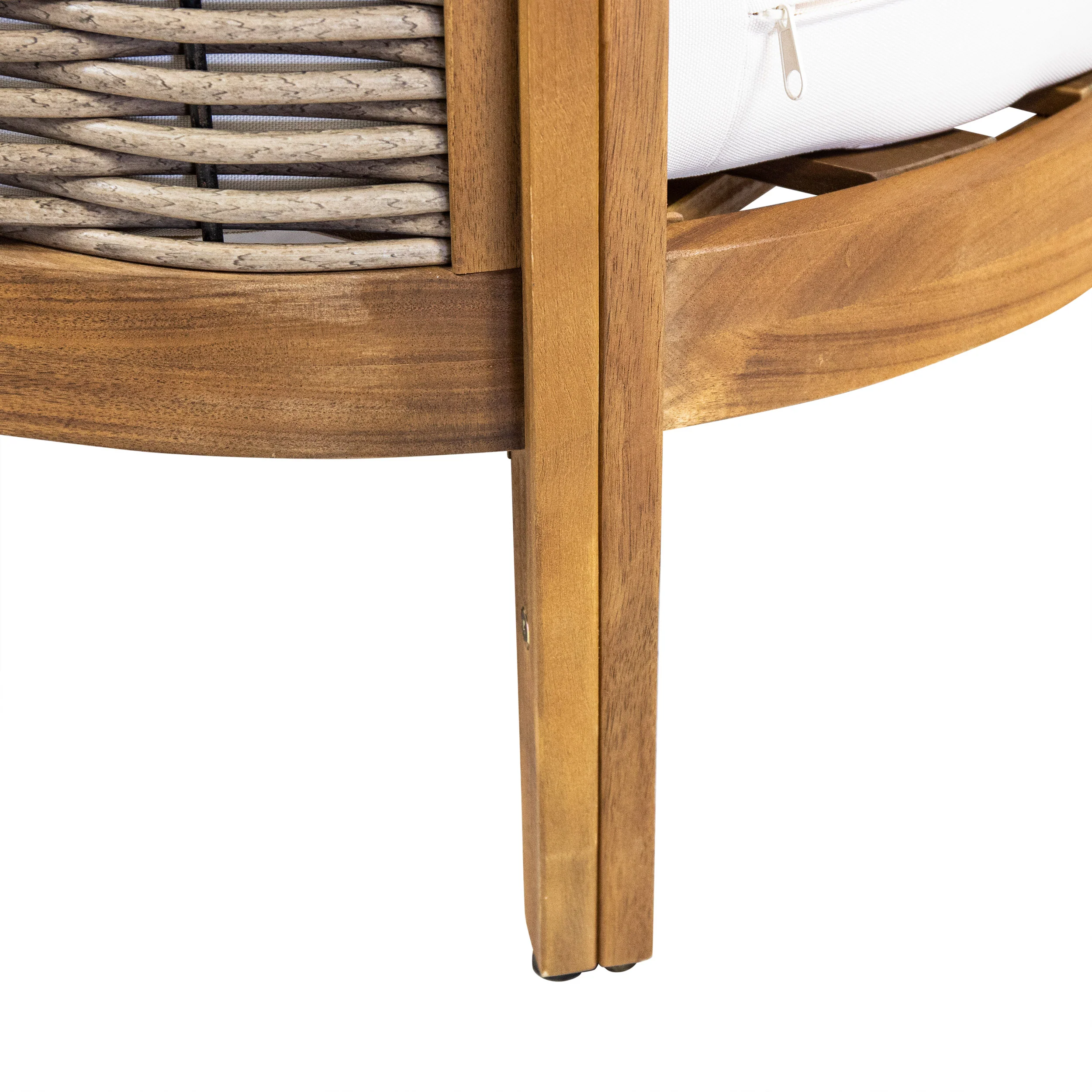 The Crowne Collection Outdoor Acacia Wood and Wicker Loveseat and Coffee Table Set with Cushions - furnishings