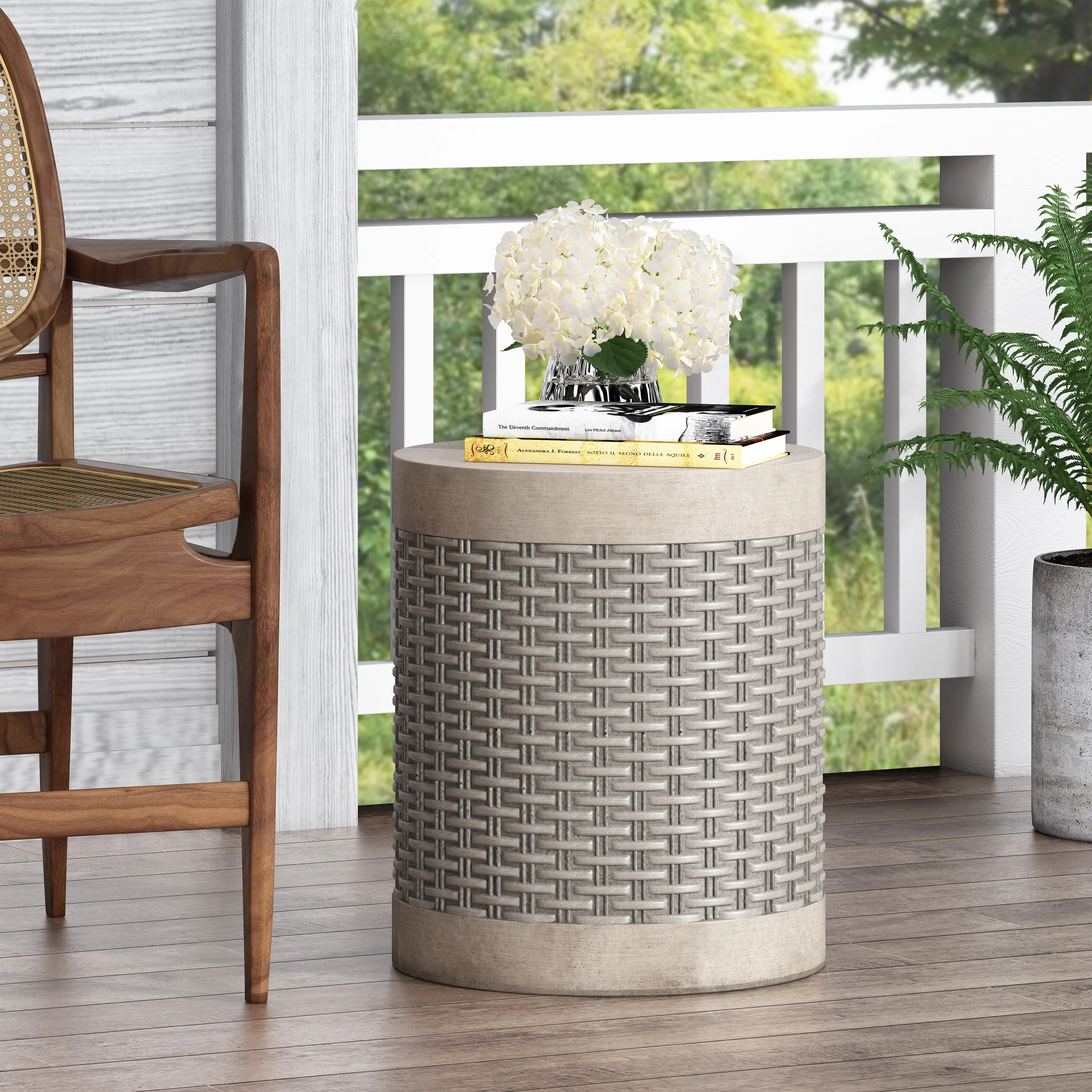 Laconia Outdoor Lightweight Concrete Side Table, Concrete Finish - furnishings