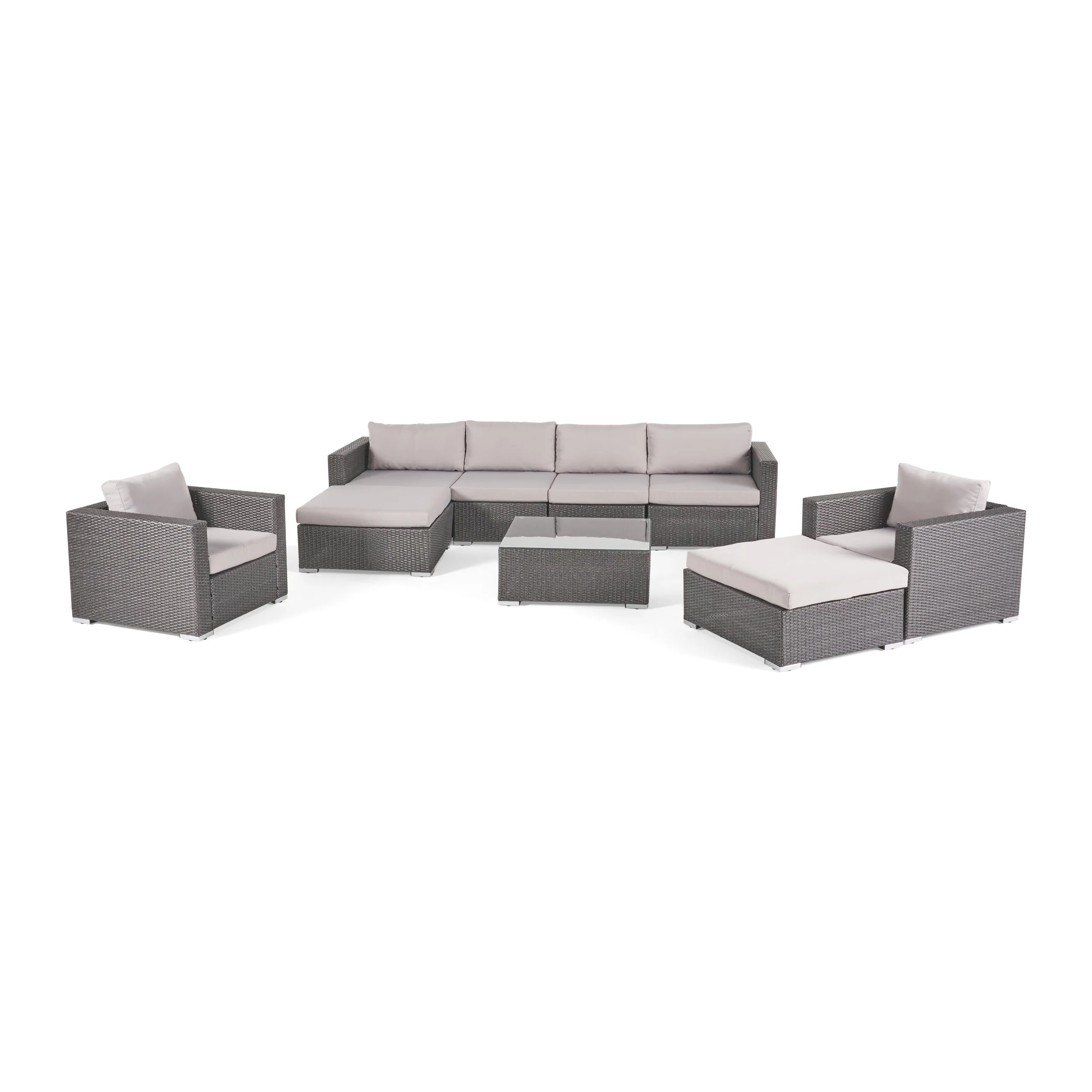 Francisco 9pc Outdoor Wicker Sectional Sofa Set w/ Cushions - furnishings