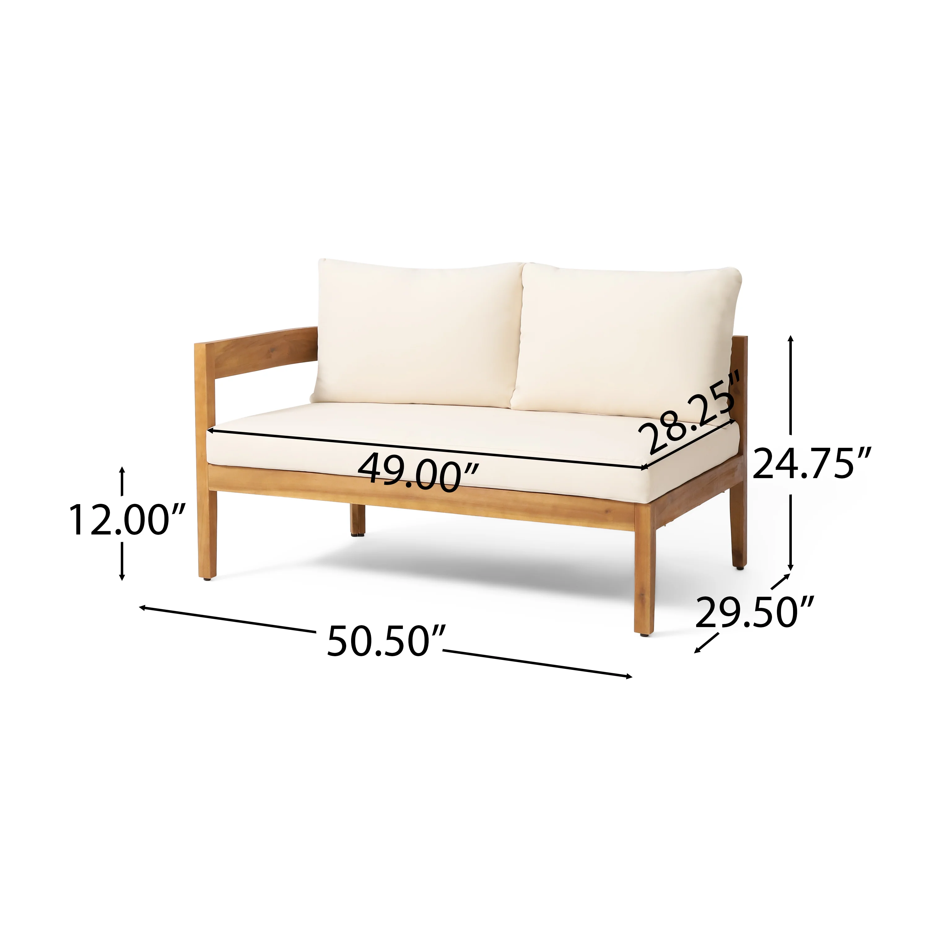 Brooklyn Outdoor Acacia Wood 5 Seater Sectional Sofa Chat Set with Cushions, Teak and Beige - furnishings
