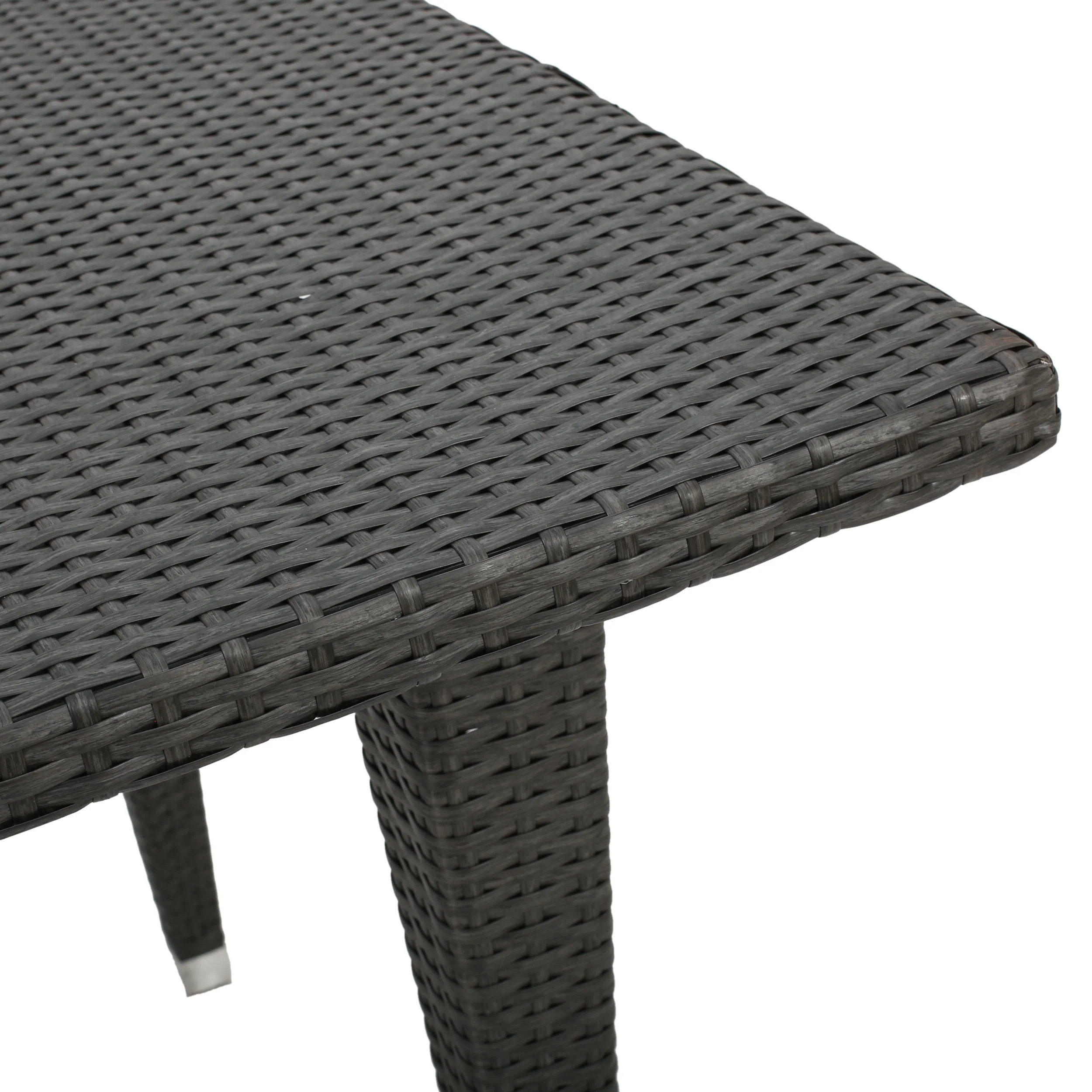 Alrol Contemporary Outdoor Patio Grey Polyethylene Square Table - furnishings