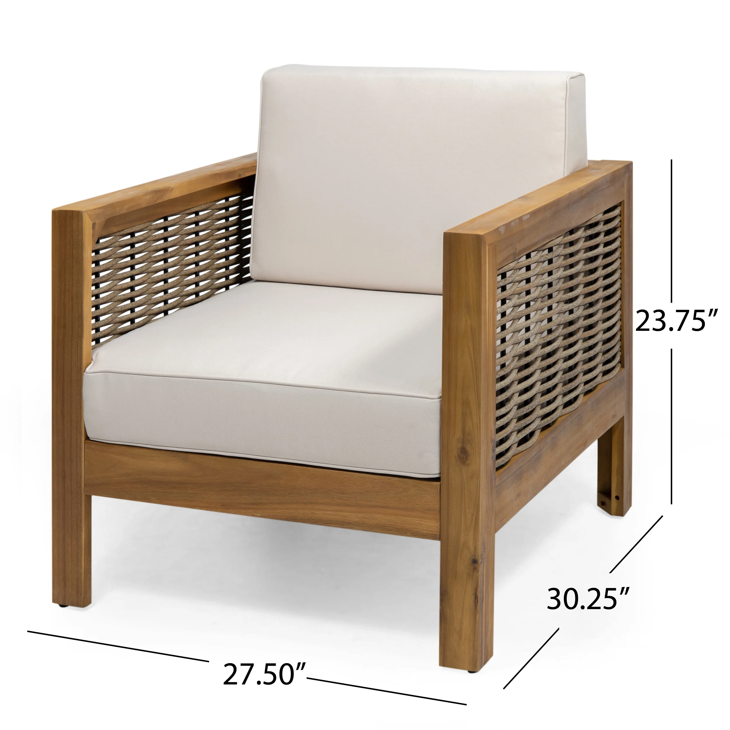 Allegra Outdoor Acacia Wood and Wicker Club Chair - furnishings