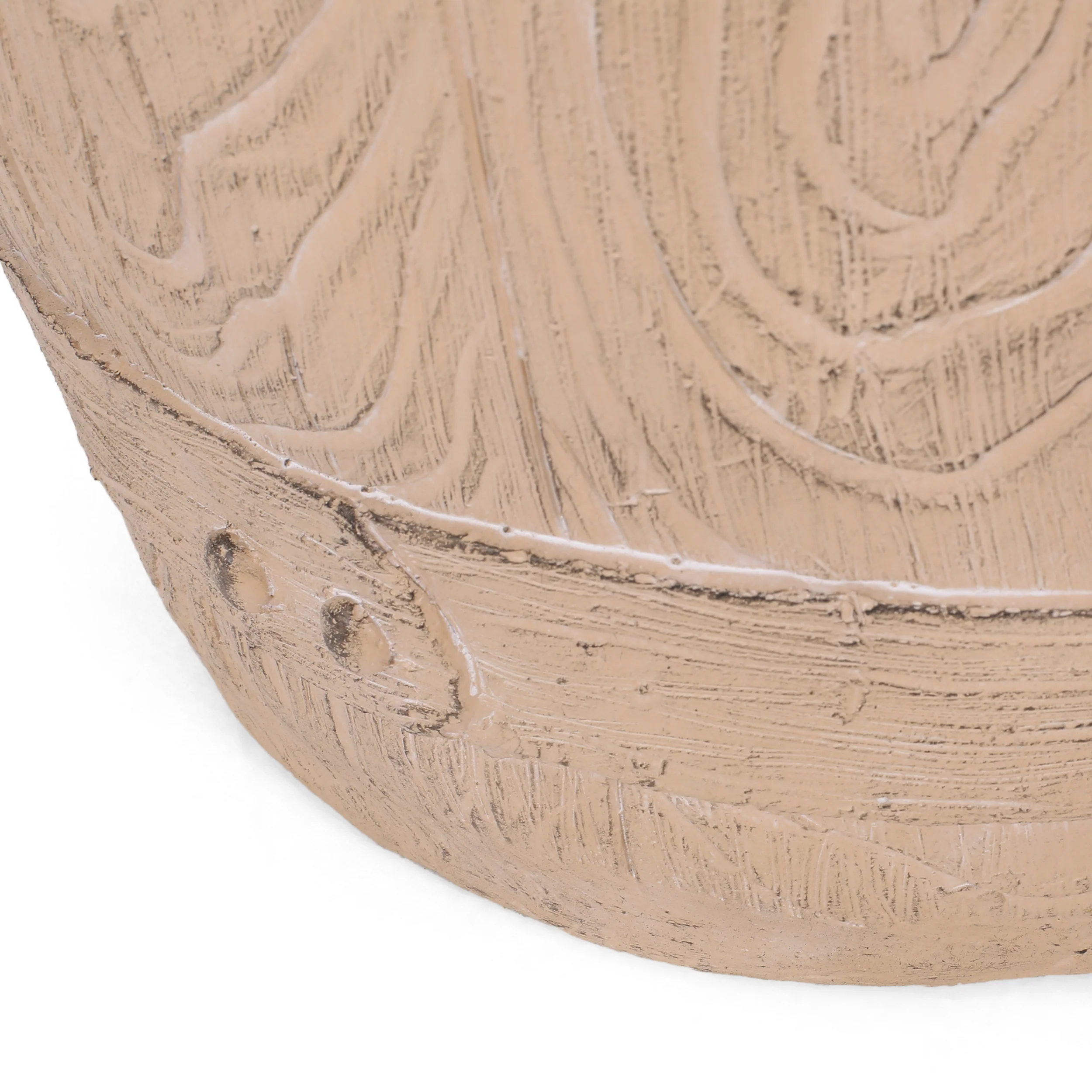 Durette Outdoor Lightweight Concrete Side Table, Natural Wood - furnishings