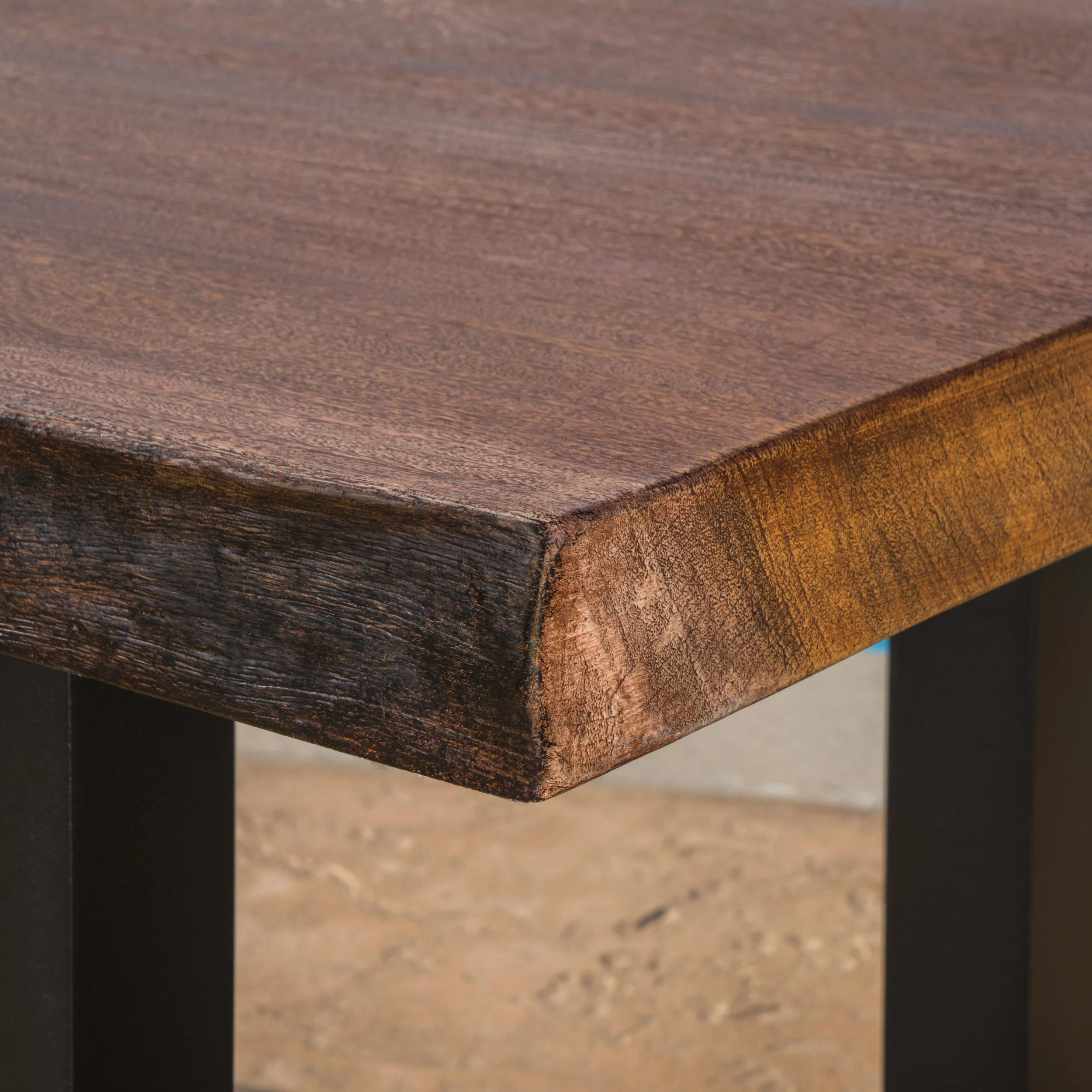 Ishtar Outdoor Faux Live Edge Teak Finish Lightweight Concrete Dining Table - furnishings