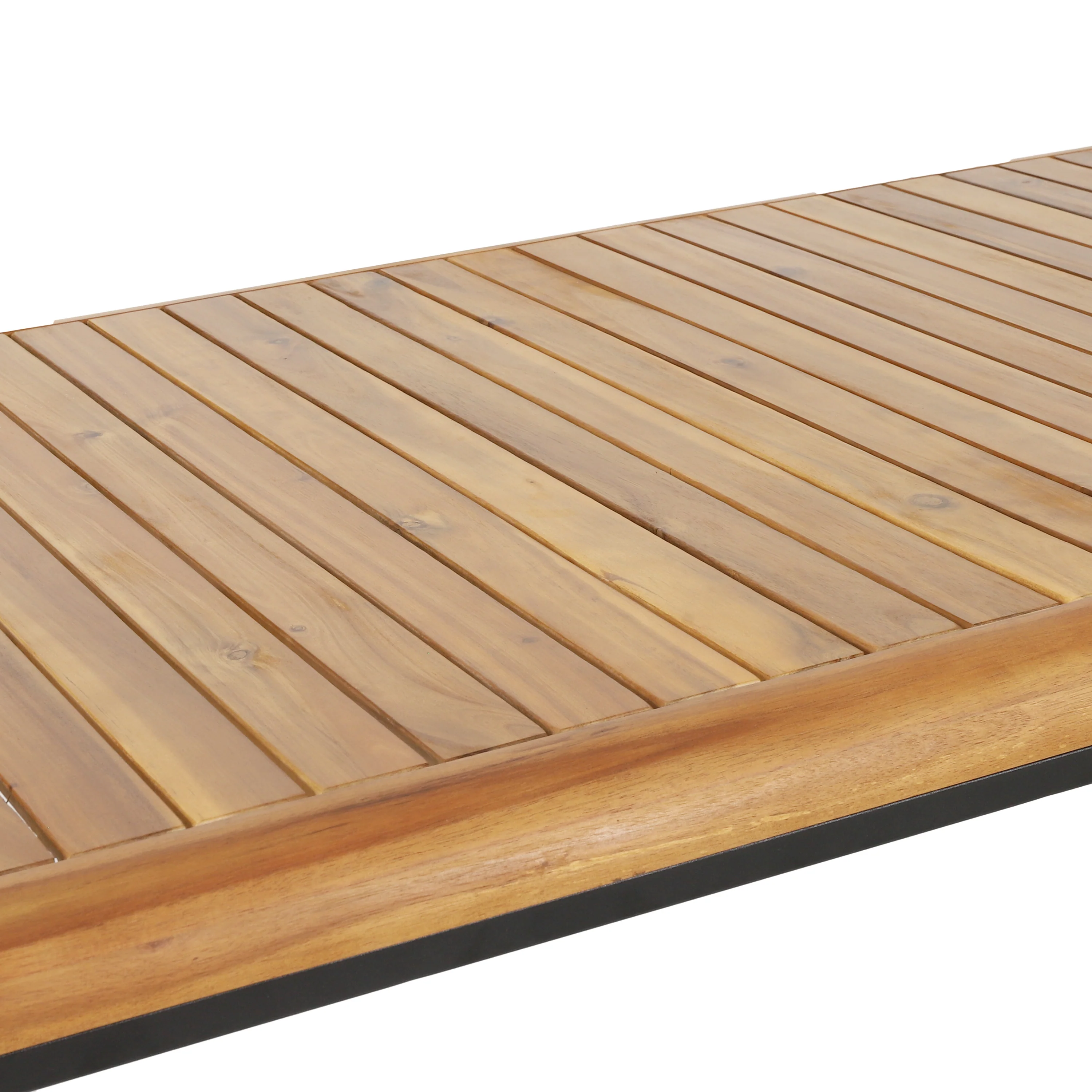Roseland Outdoor Acacia Wood Dining Table, Teak and Black - furnishings