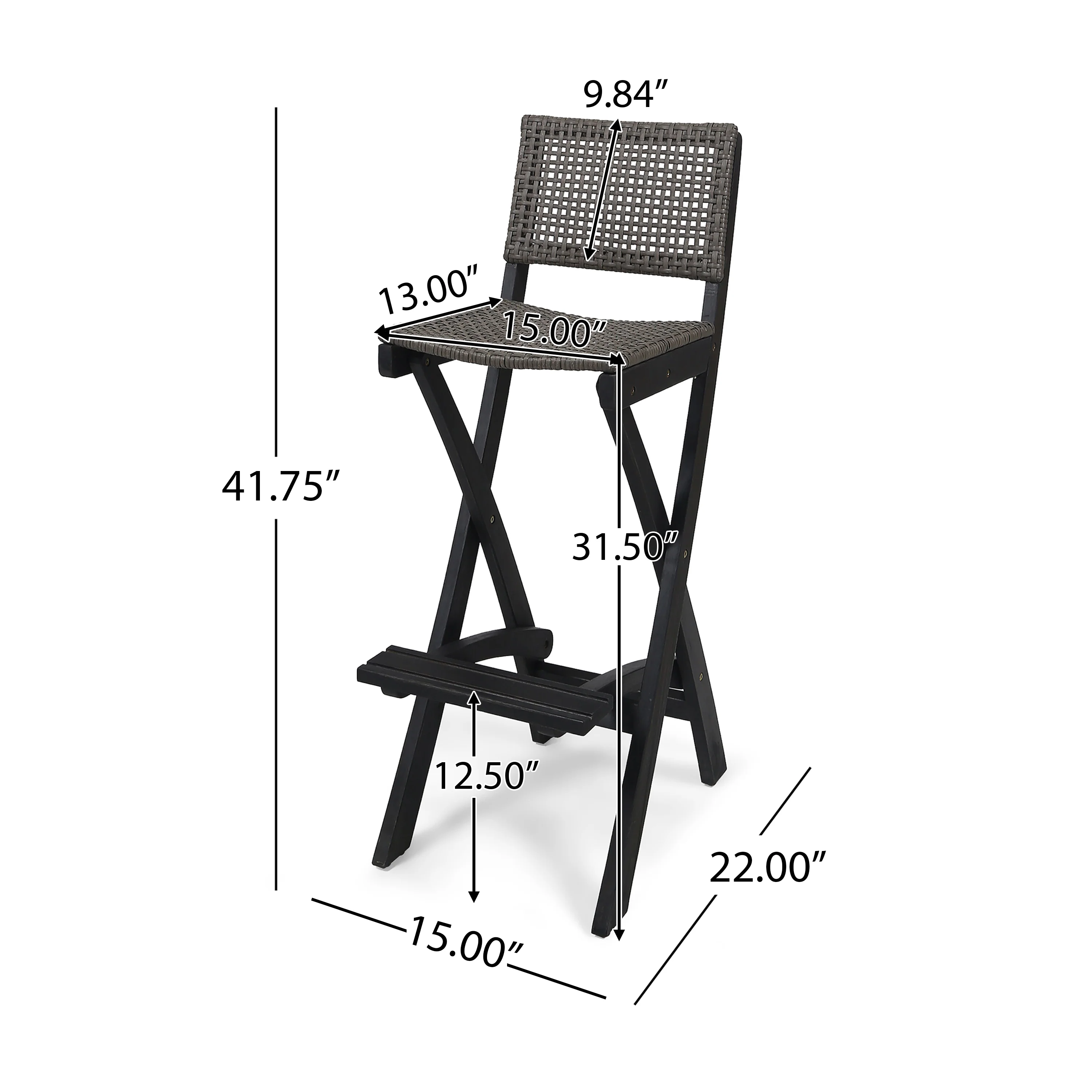 Elizabeth Outdoor Folding Acacia Wood Barstools (Set of 4) - furnishings