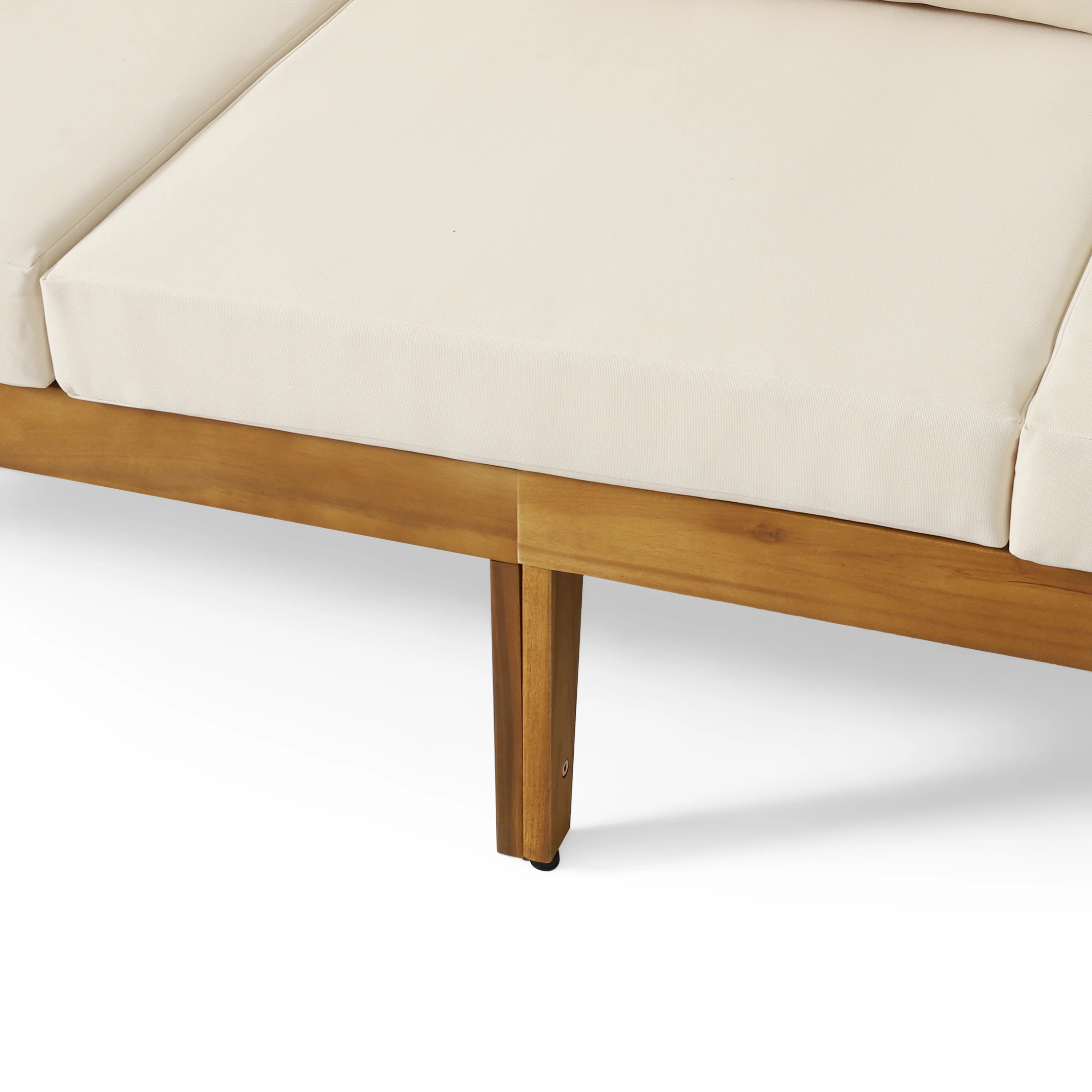 Brooklyn Outdoor Acacia Wood 3 Seater Sofa with Cushions, Teak and Beige - furnishings