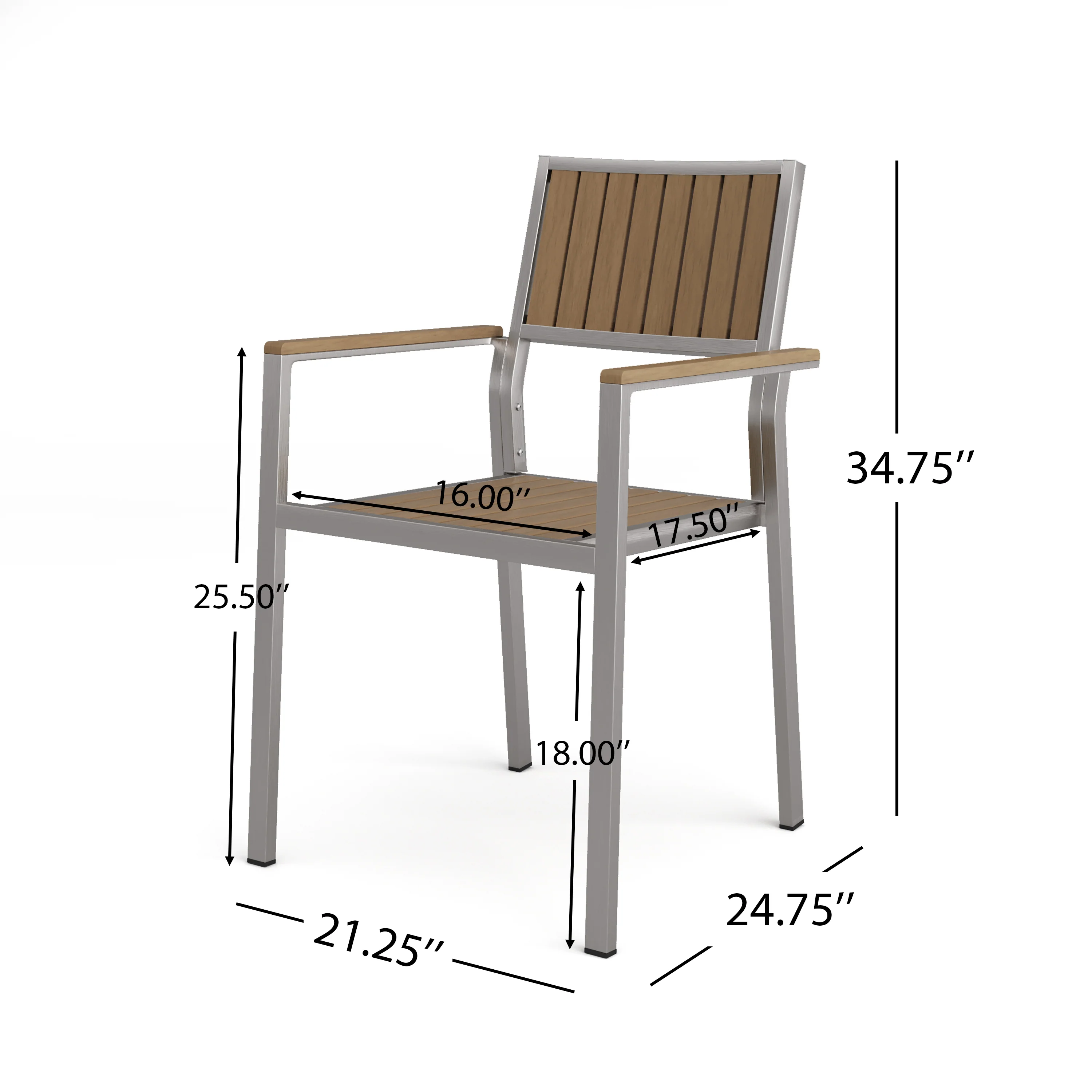Puya Outdoor Aluminum Slat Paneled Dining Chairs Set of 2 - furnishings