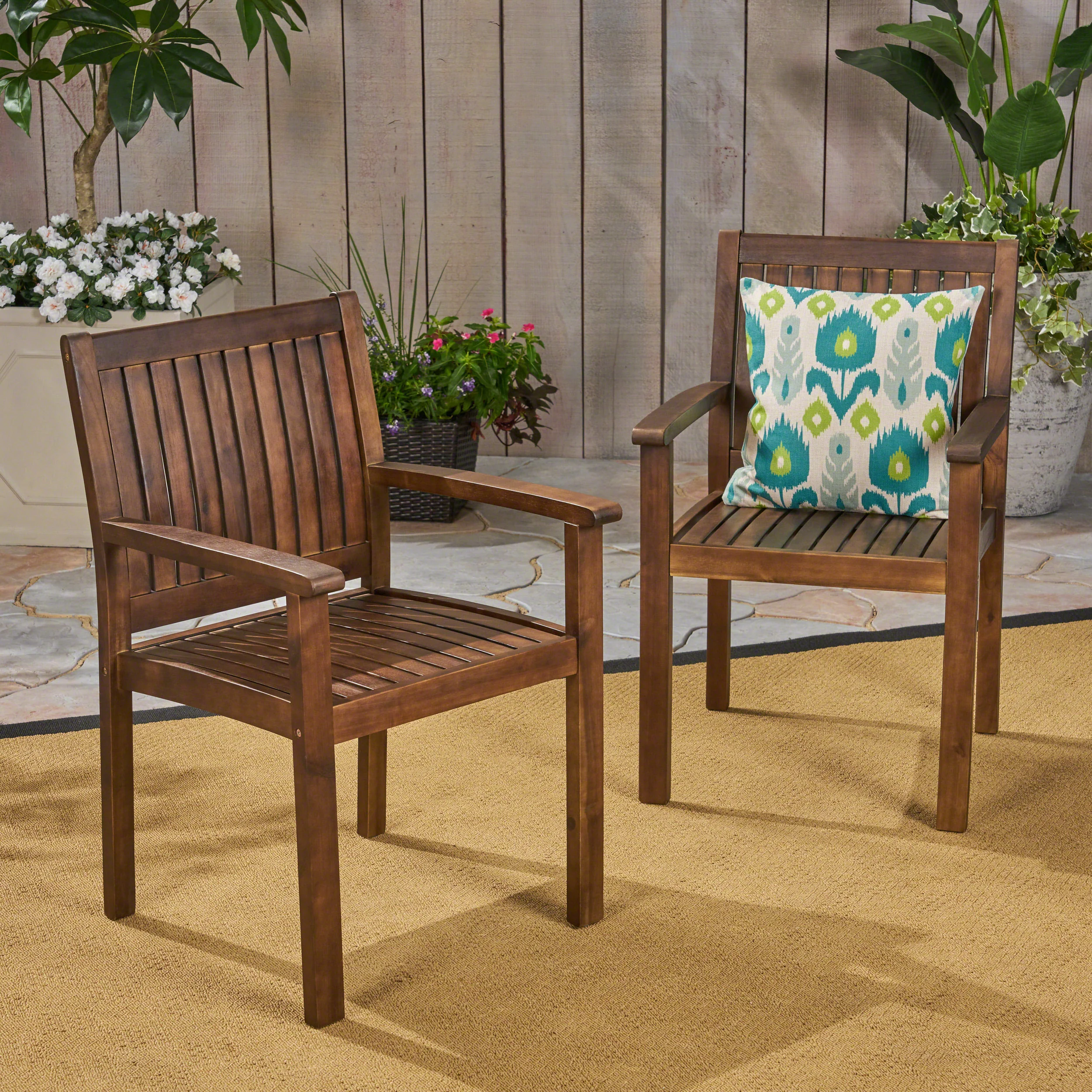 Kylan Outdoor Acacia Wood Dining Chairs (Set of 2) - furnishings