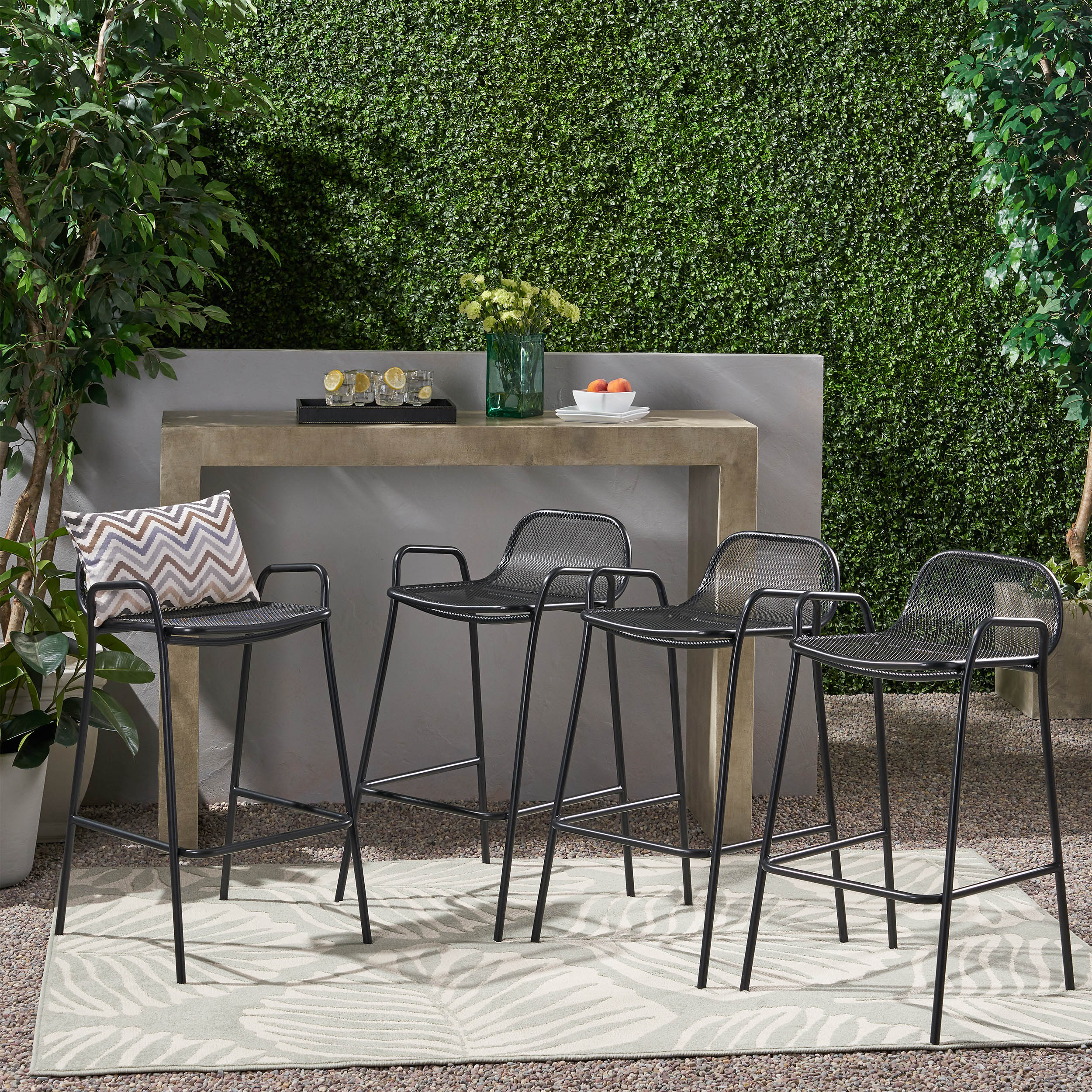 Linda Modern Iron Barstool (Set of 4) - furnishings