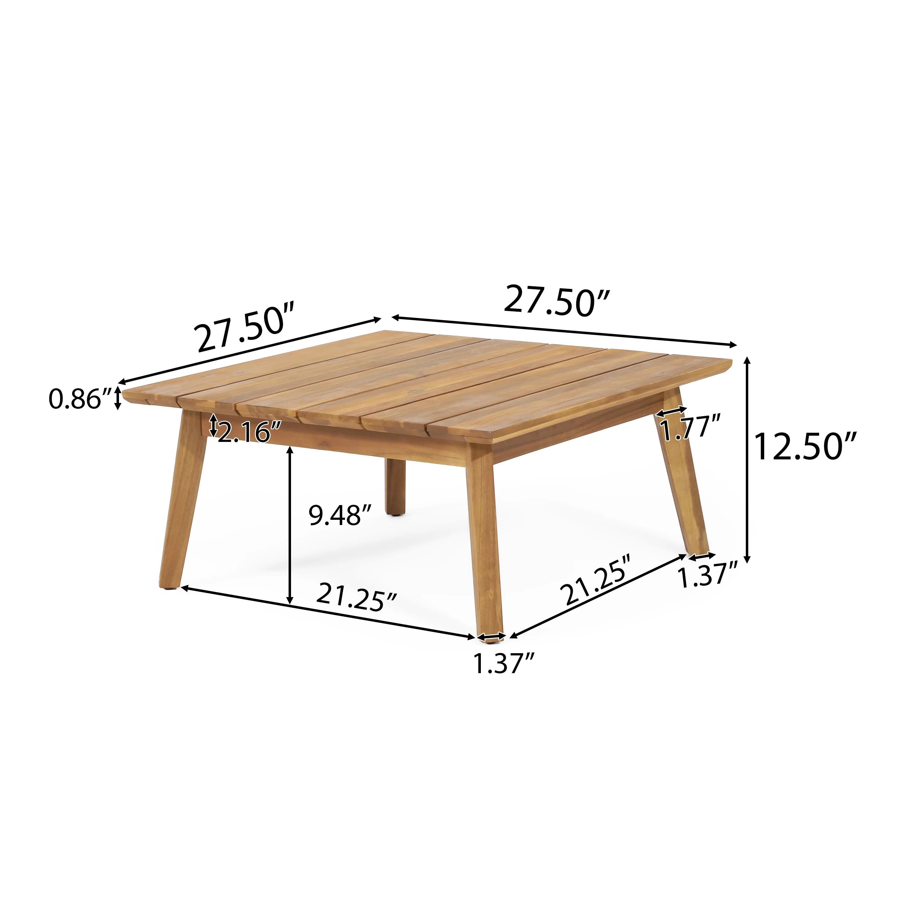The Crowne Collection Outdoor Acacia Wood Coffee Table, Teak - furnishings