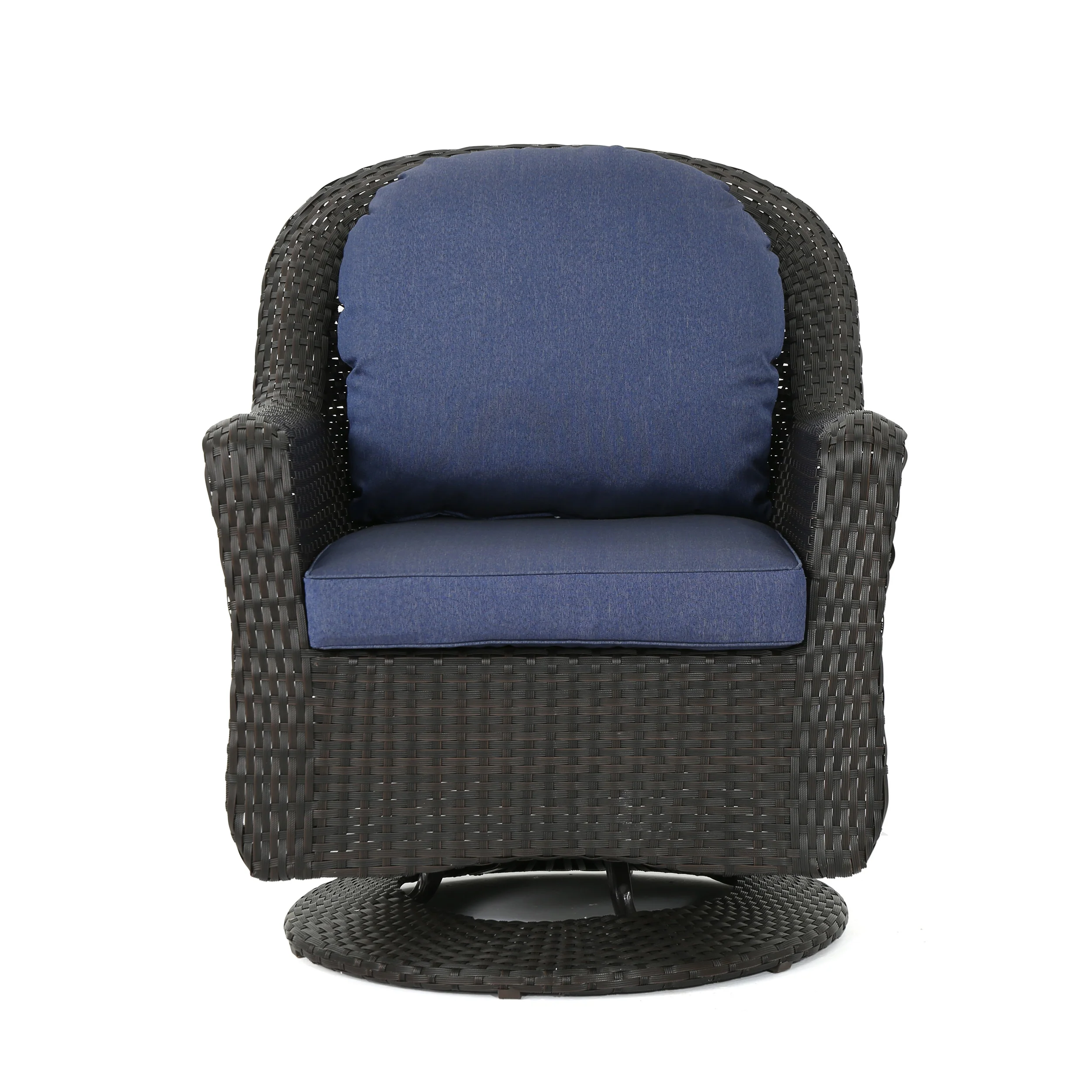 Linsten Outdoor 4 Seater Wicker Swivel Chair and Fire Pit Set - furnishings