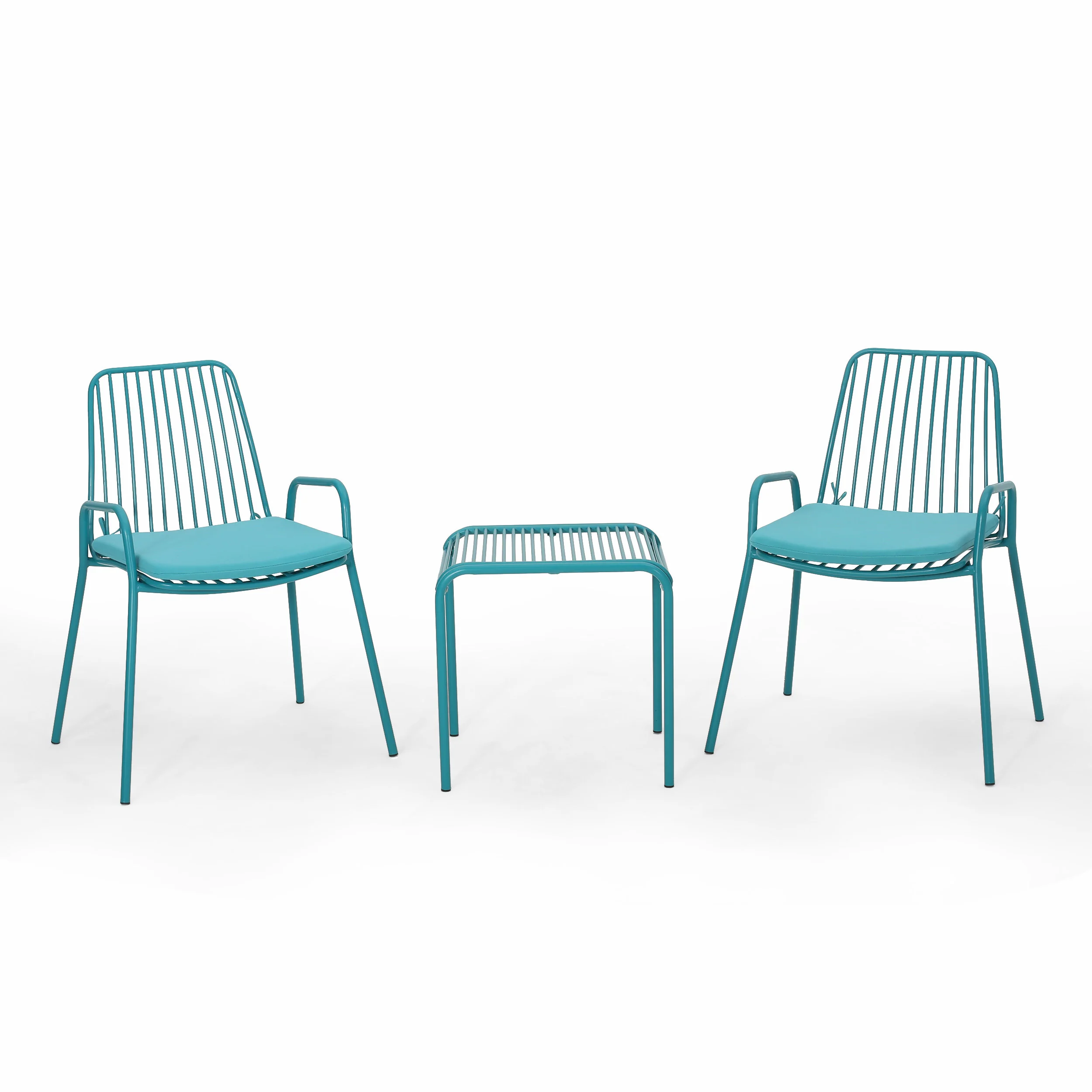 Ashwood Outdoor Modern Iron 2 Seater Chat Set with Cushions - furnishings