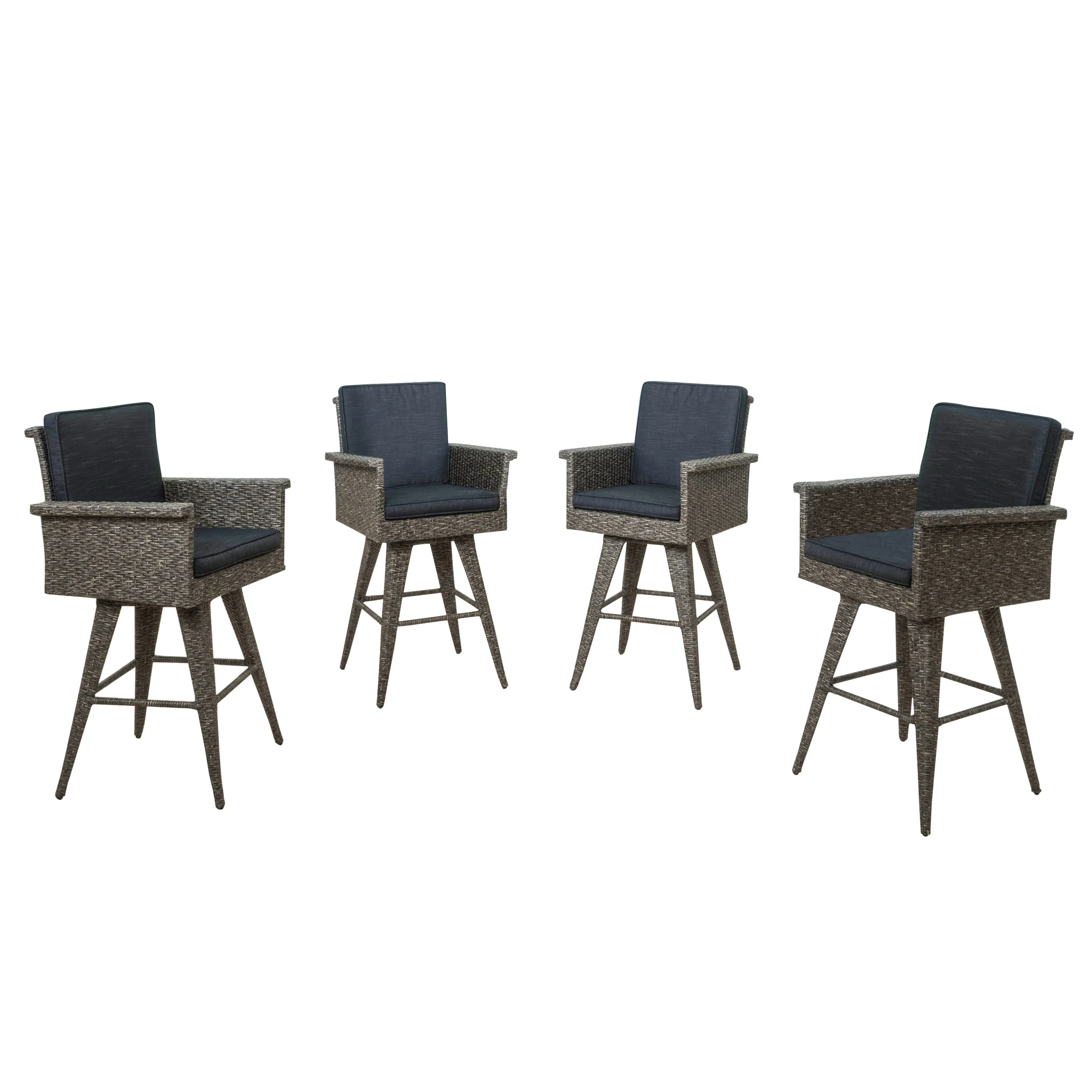 Elysium 30-Inch Outdoor Wicker Barstool with Water Resistant Cushions - furnishings