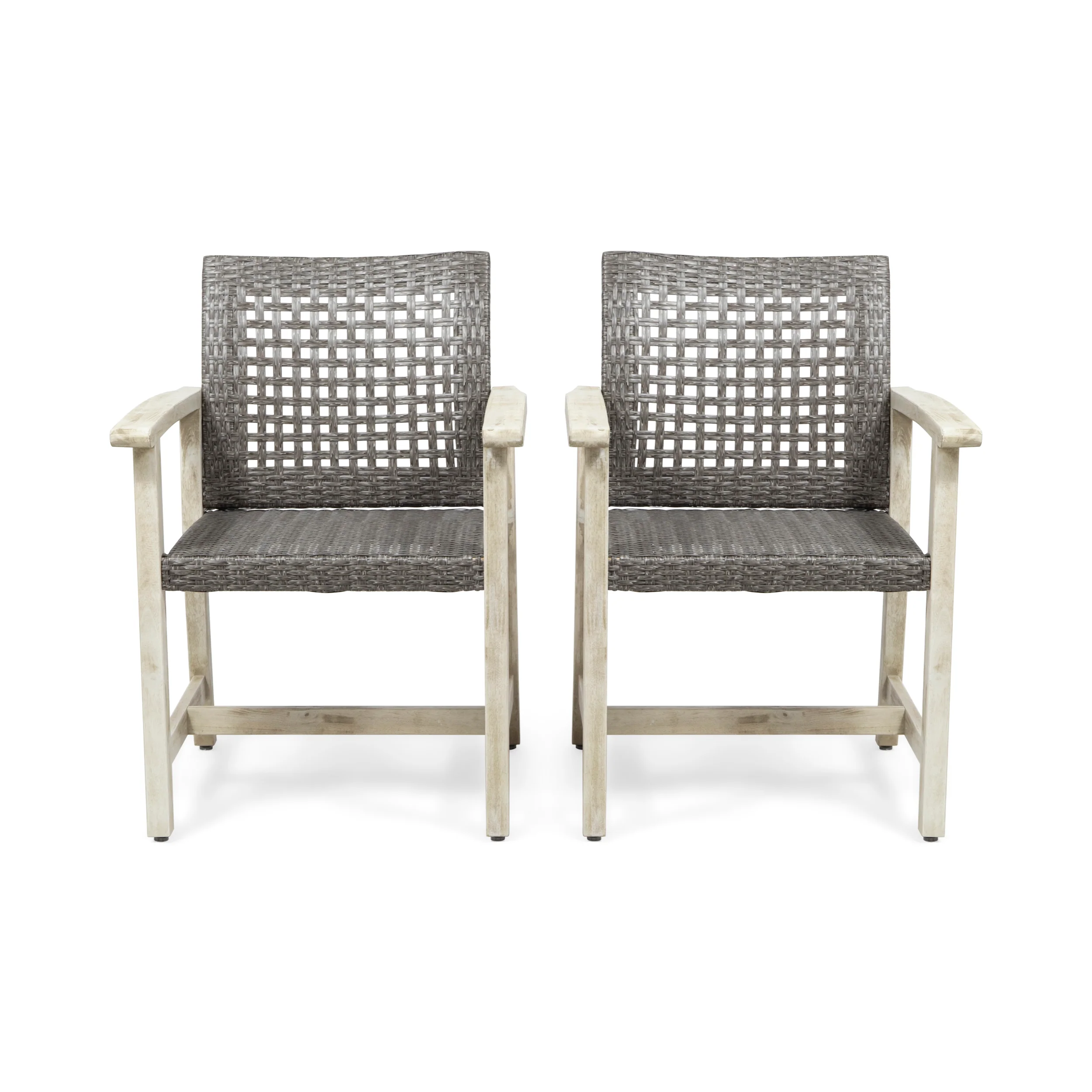 Alyssa Outdoor Acacia Wood and Wicker Dining Chair (Set of 2) - furnishings