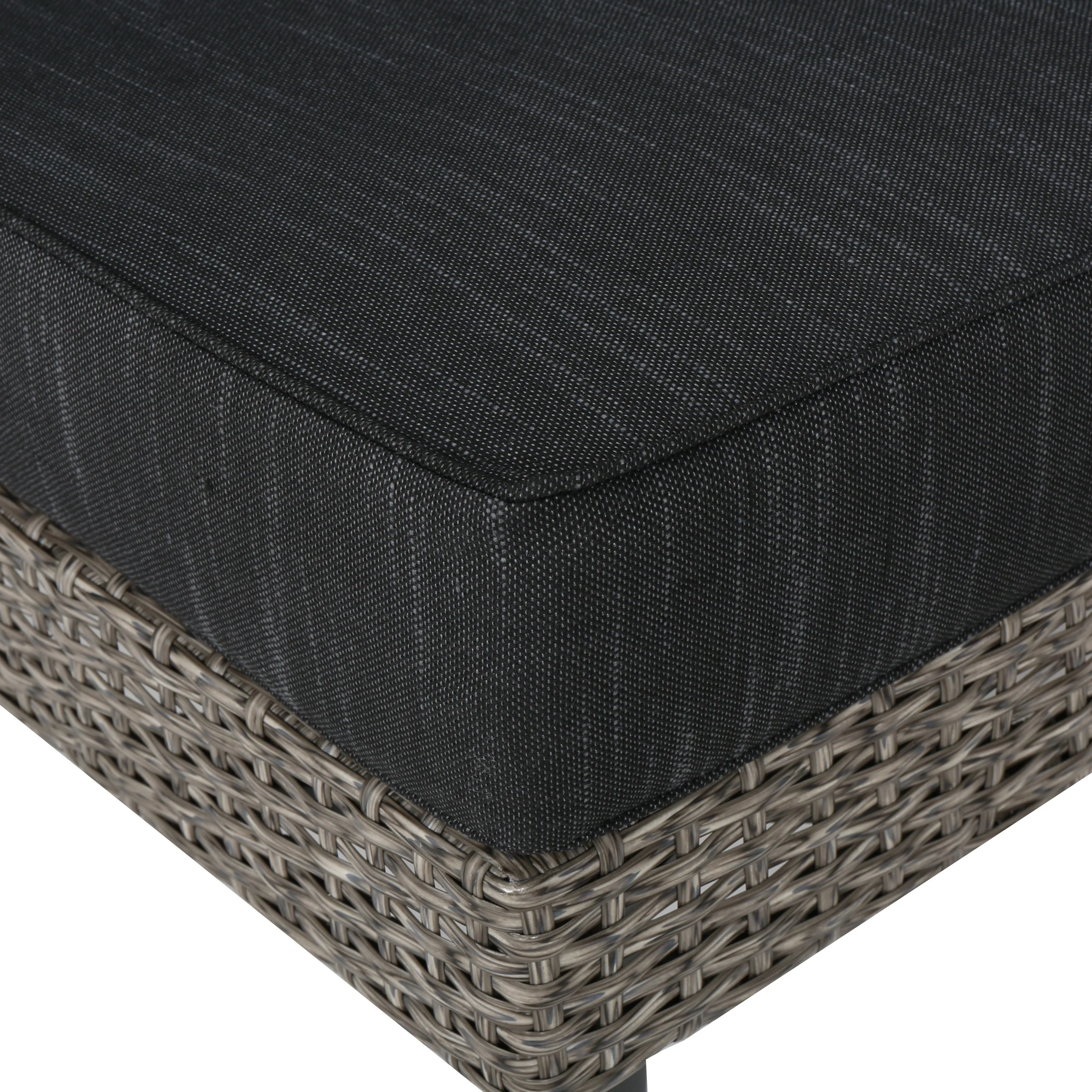 Hensley Outdoor Wicker 5 Seater Sectional Sofa Chat Set with Cushions, Mixed Black and Dark Gray - furnishings