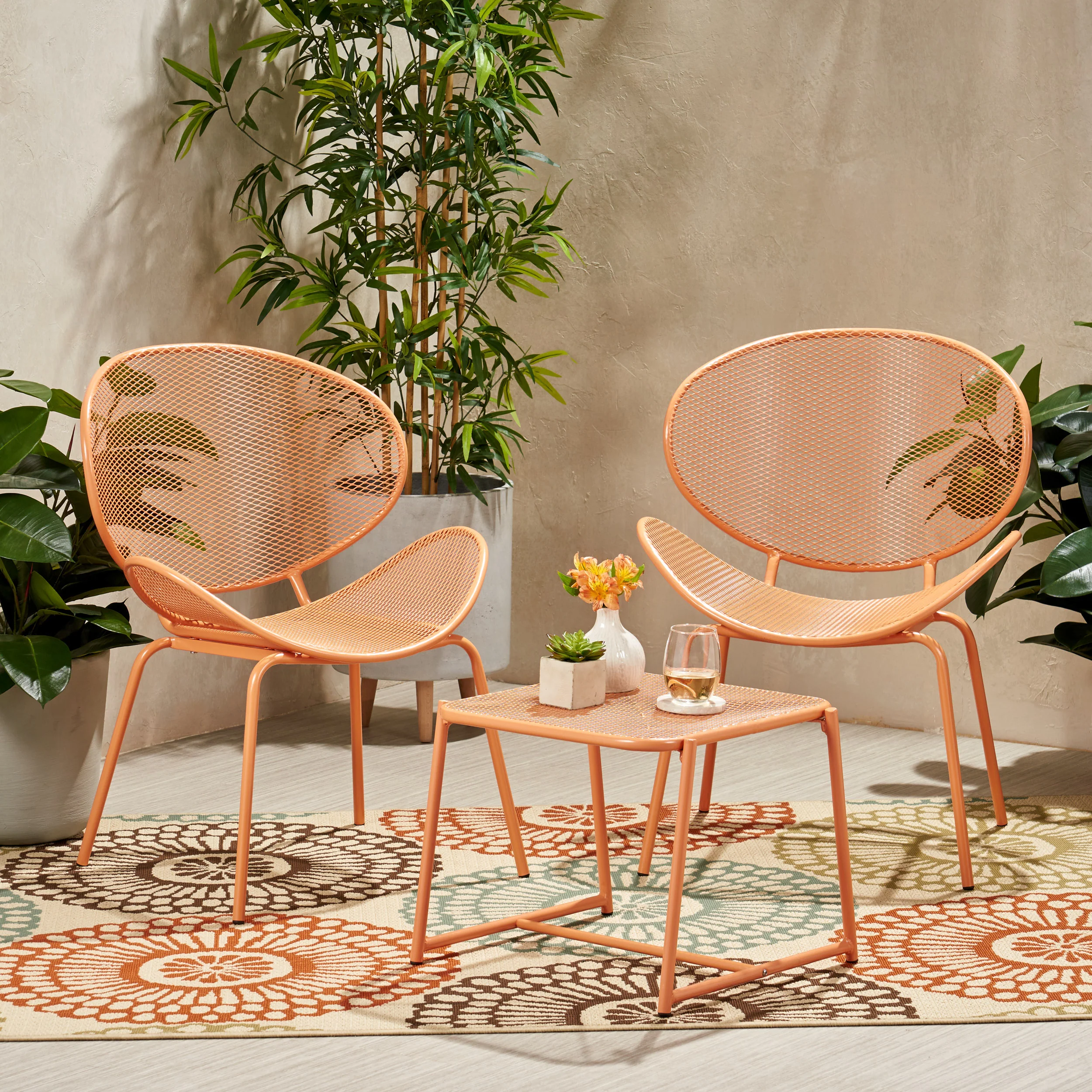 Jailynn Outdoor Modern 2 Seater Chat Set - furnishings