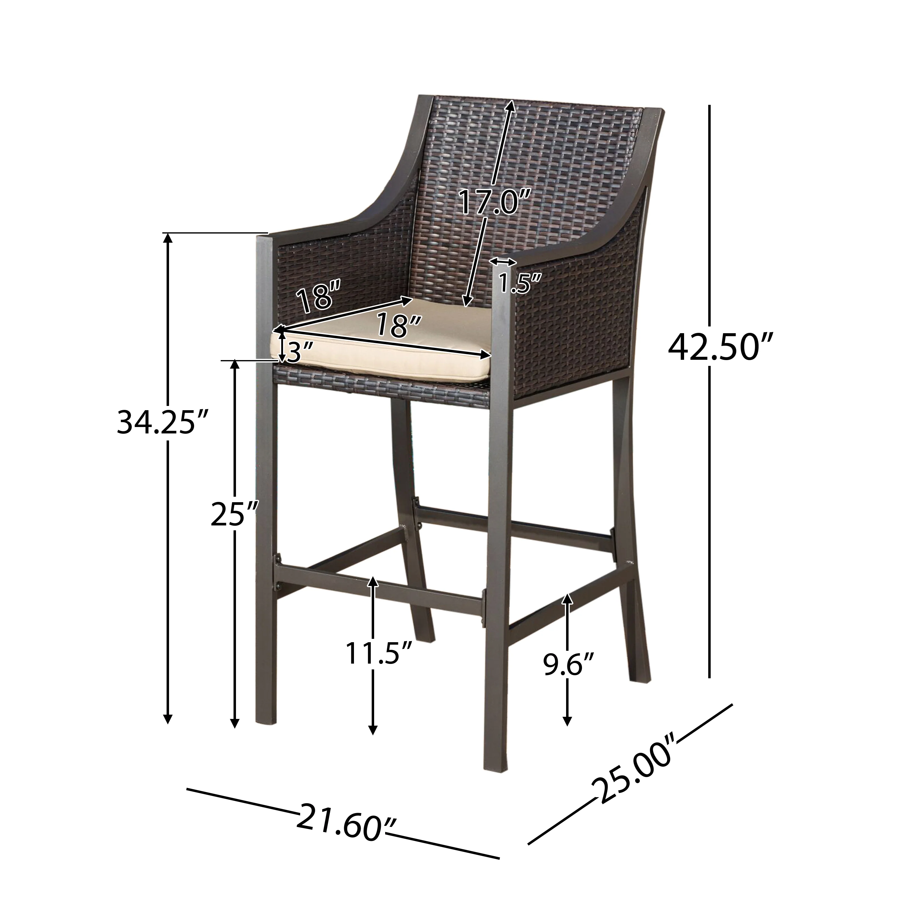 Rani Brown 25-Inch Barstool (Set of 2) - furnishings