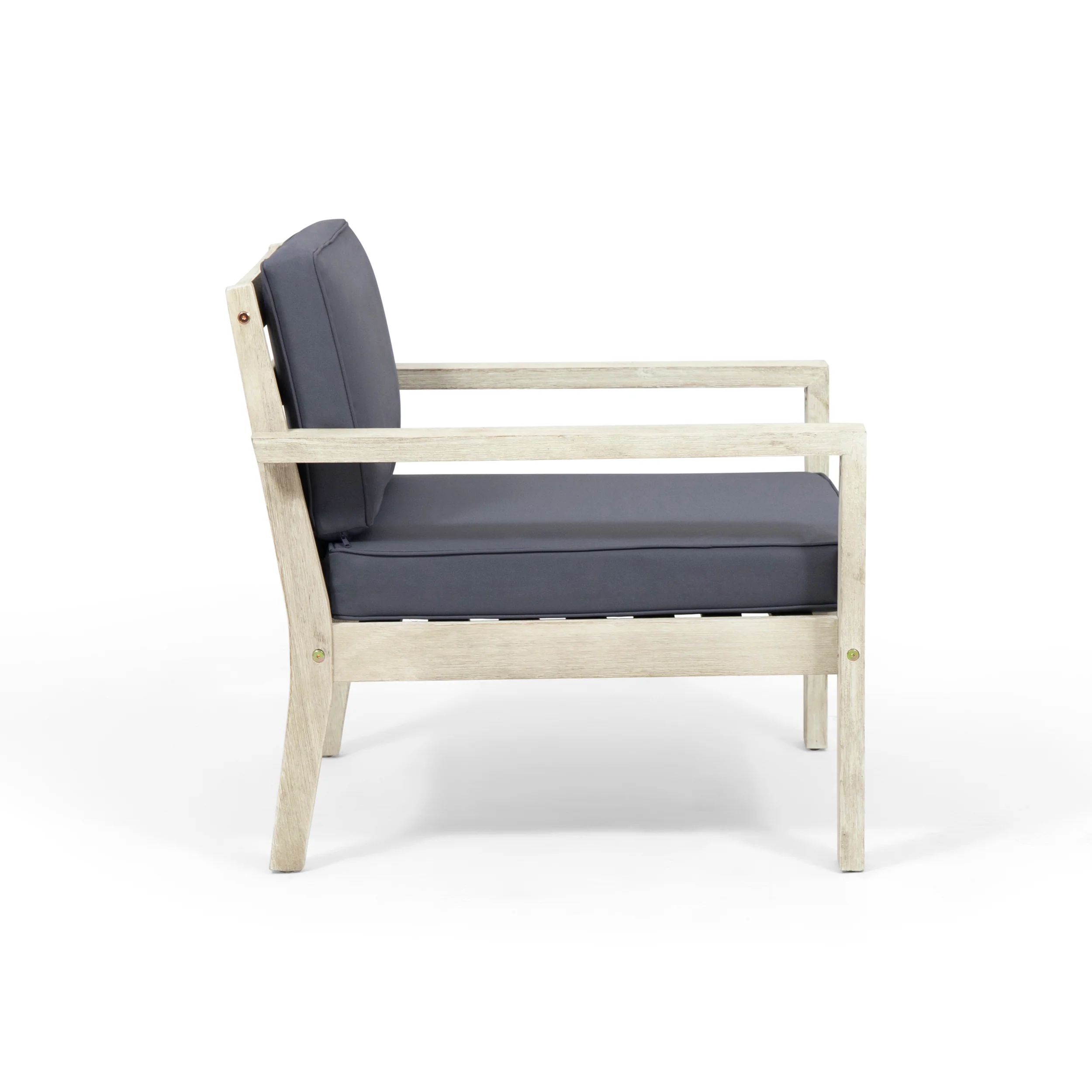 Ben Outdoor Acacia Wood Club Chairs with Cushions (Set of 2) - furnishings