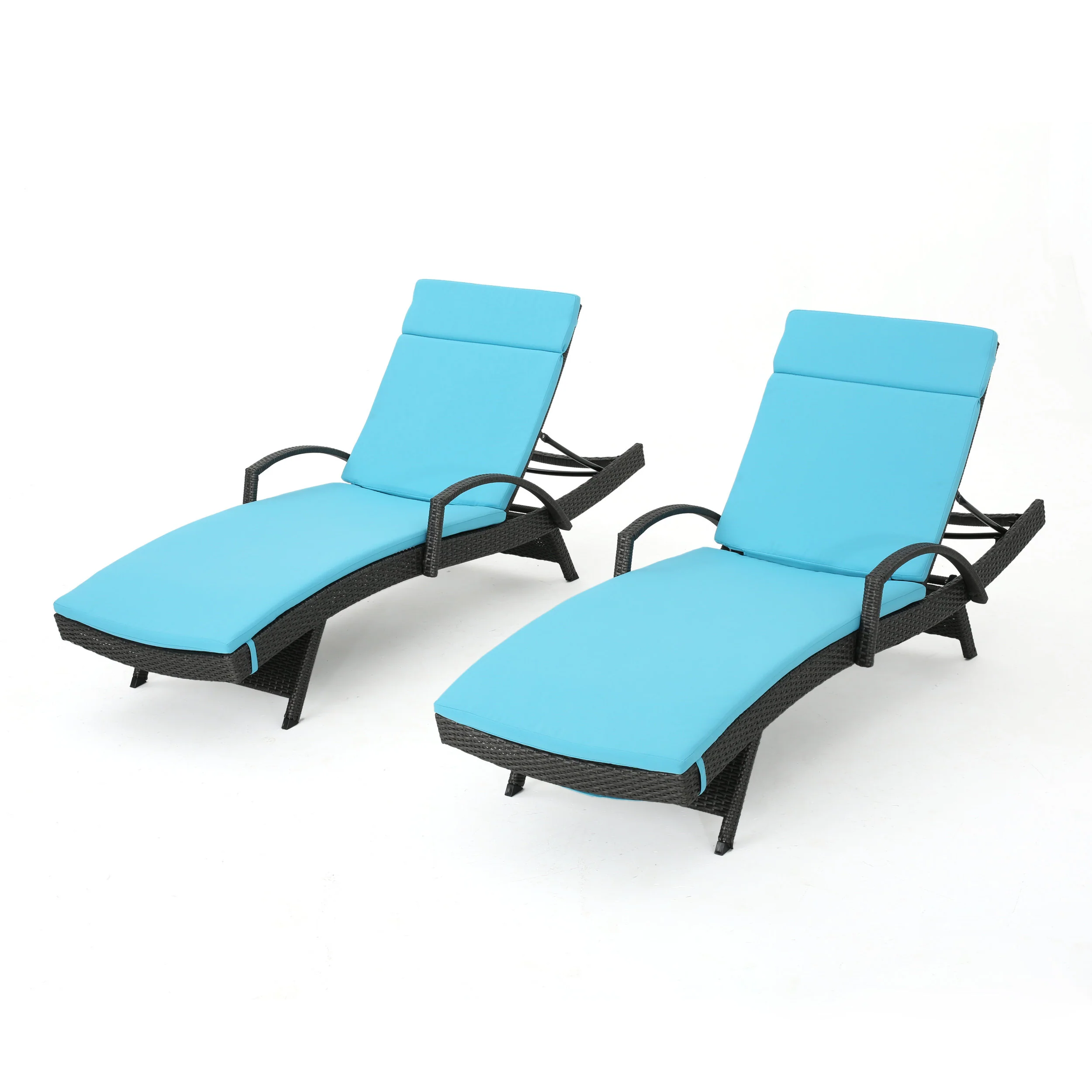 Soleil Outdoor Wicker Chaise Lounges w/ Water Resistant Cushions (Set of 2) - furnishings