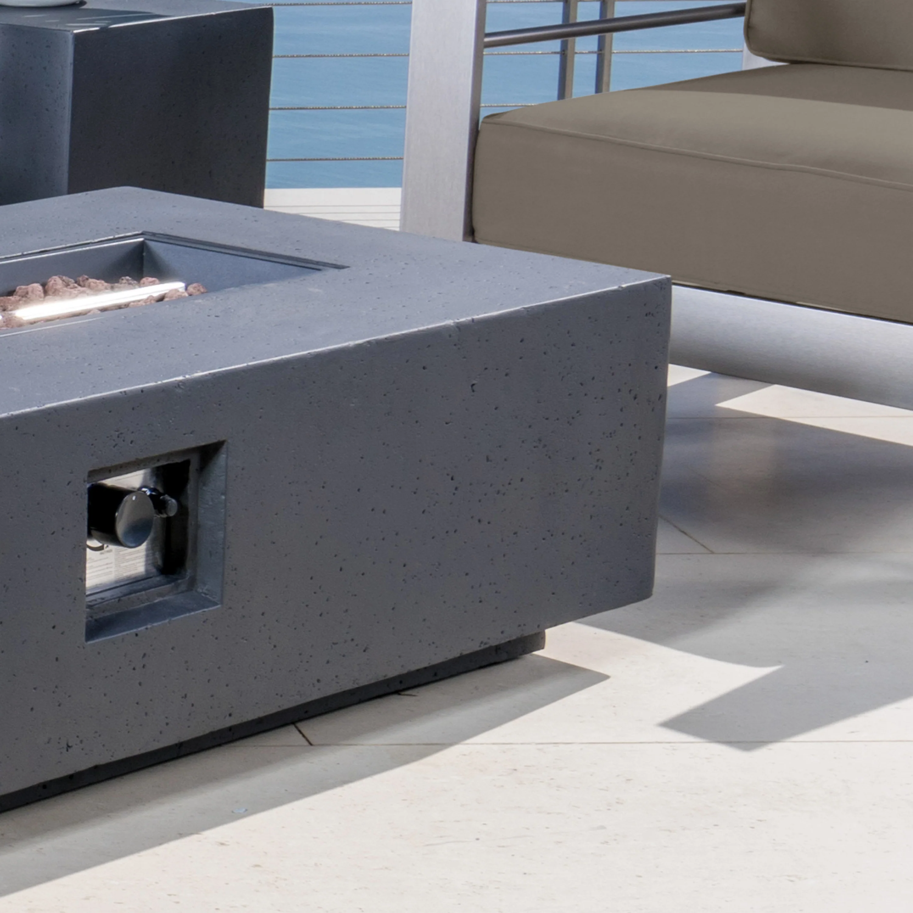 Crested Bay Outdoor 5 Piece Chat Set with Cushions and Fire Pit - furnishings