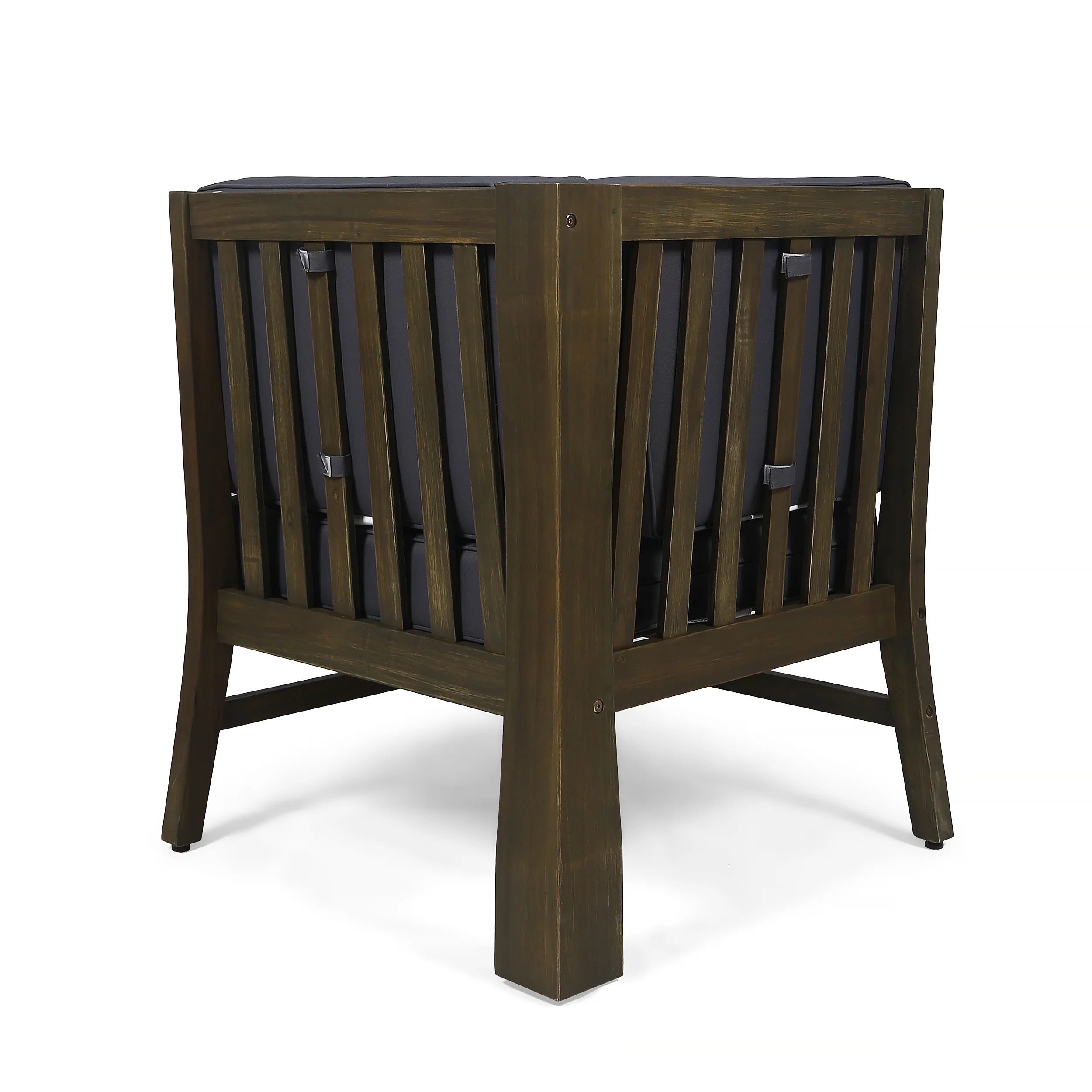 Capri Outdoor 7 Piece Acacia Wood Sectional Sofa and Club Chair Set - furnishings