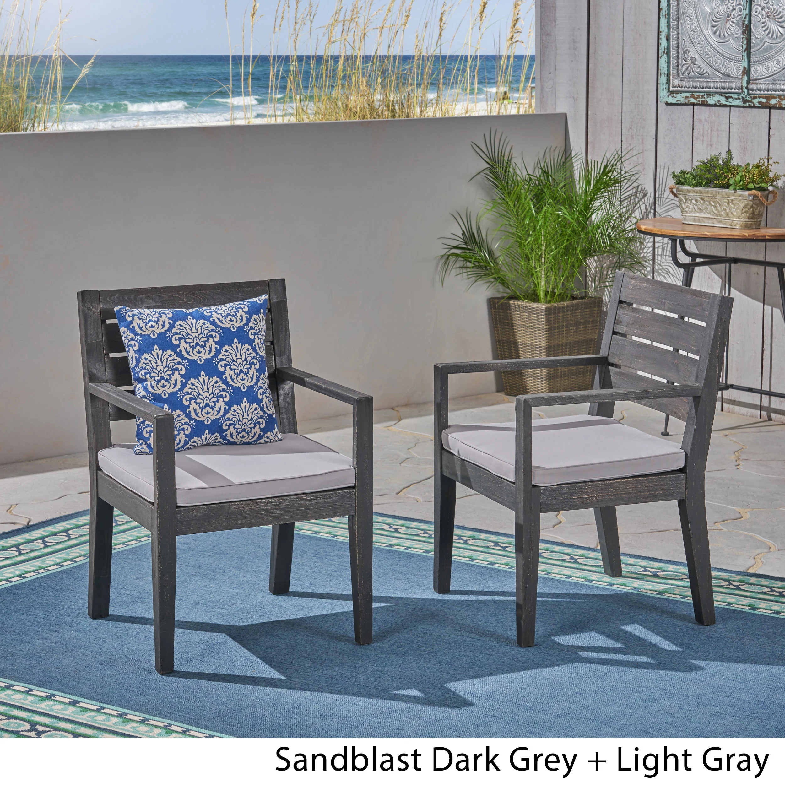Eric Outdoor Acacia Wood Dining Chairs - furnishings