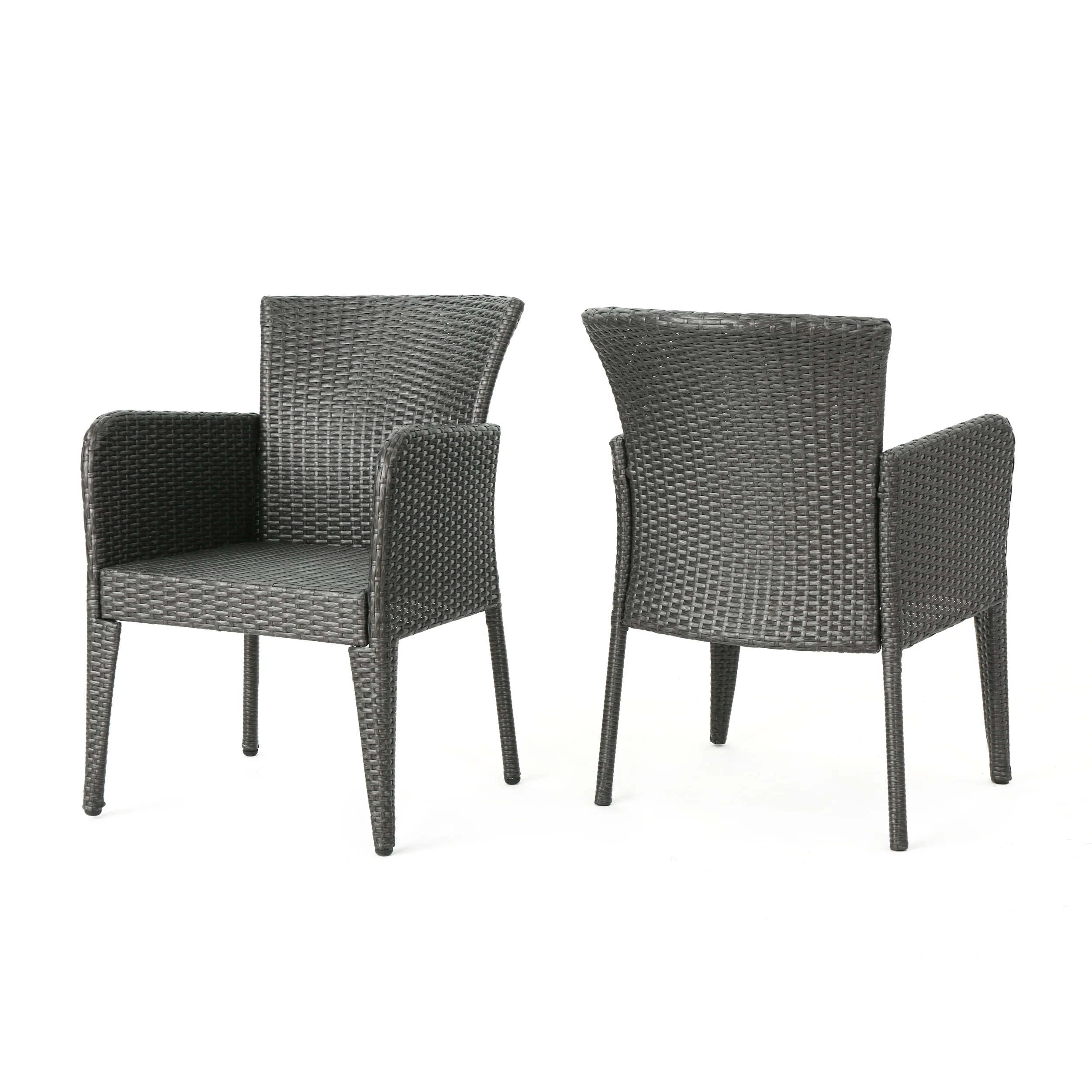 Daisy Outdoor Gray Wicker Dining Chair (Set of 2) - furnishings
