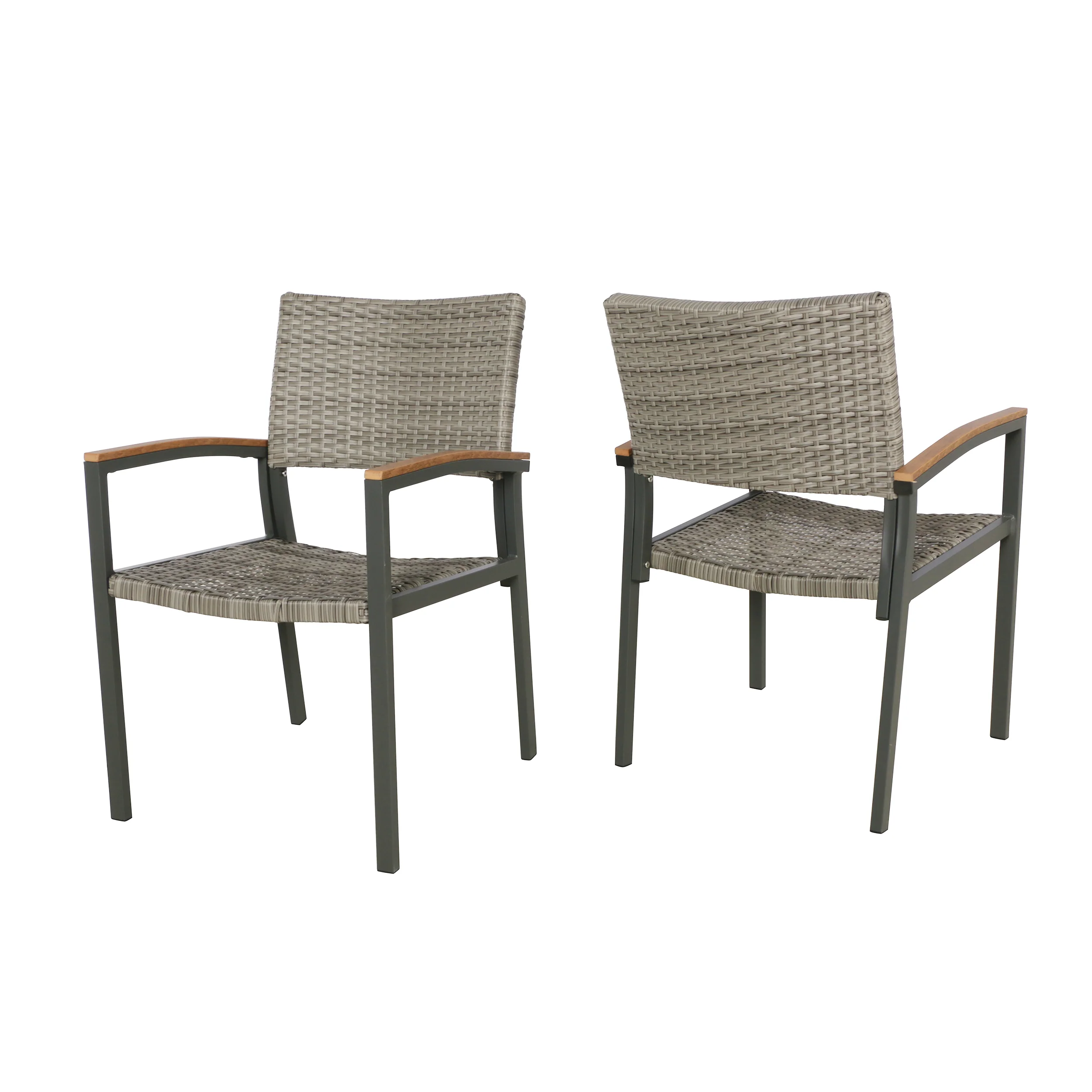Emma Outdoor Wicker Dining Chair with Aluminum Frame (Set of 2) - furnishings