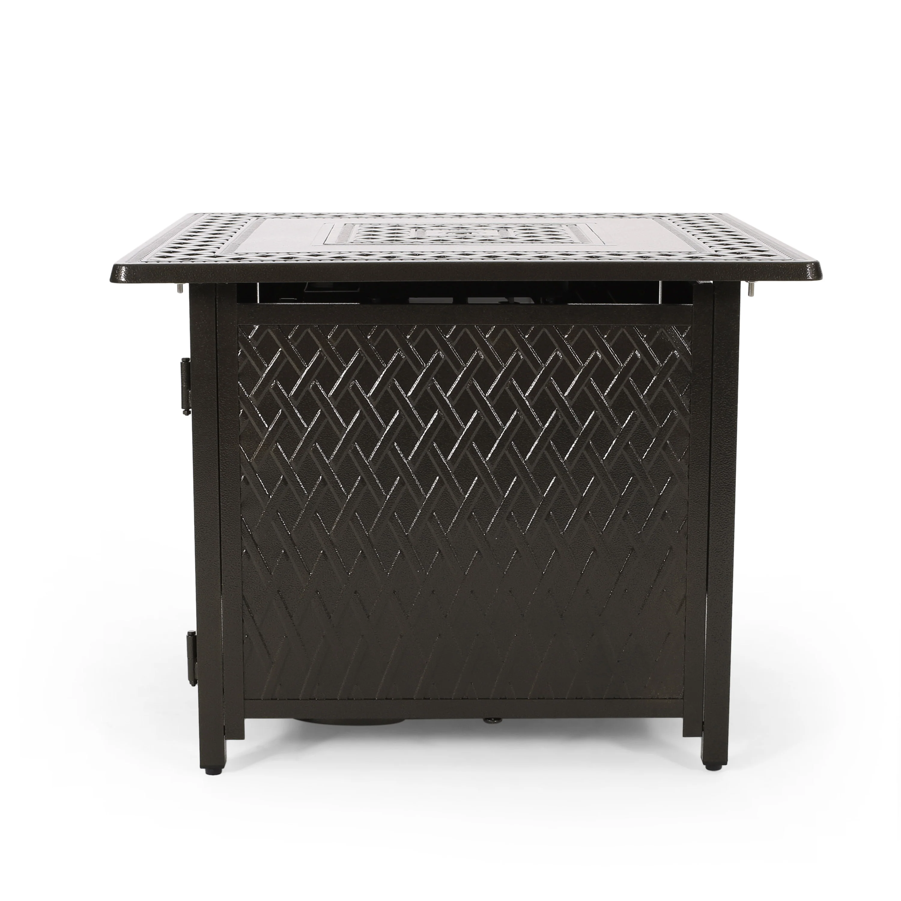 Dillard Outdoor 4 Seater Wicker Swivel Chair and Fire Pit Set - furnishings