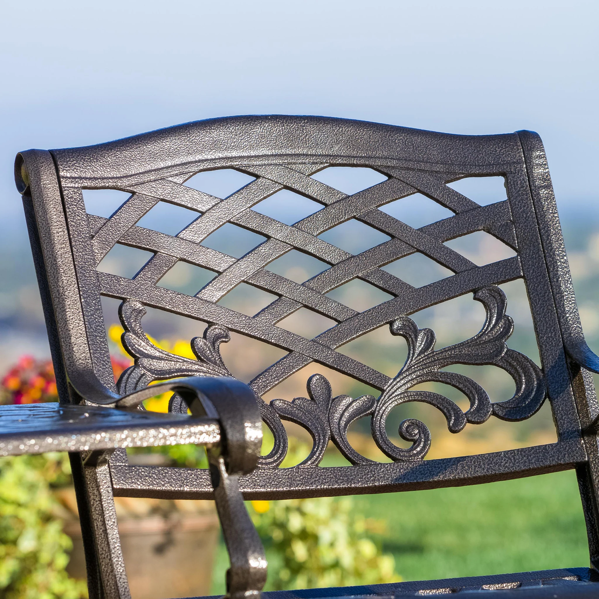 Prague Outdoor Cast Aluminum 2-Seater Set - furnishings