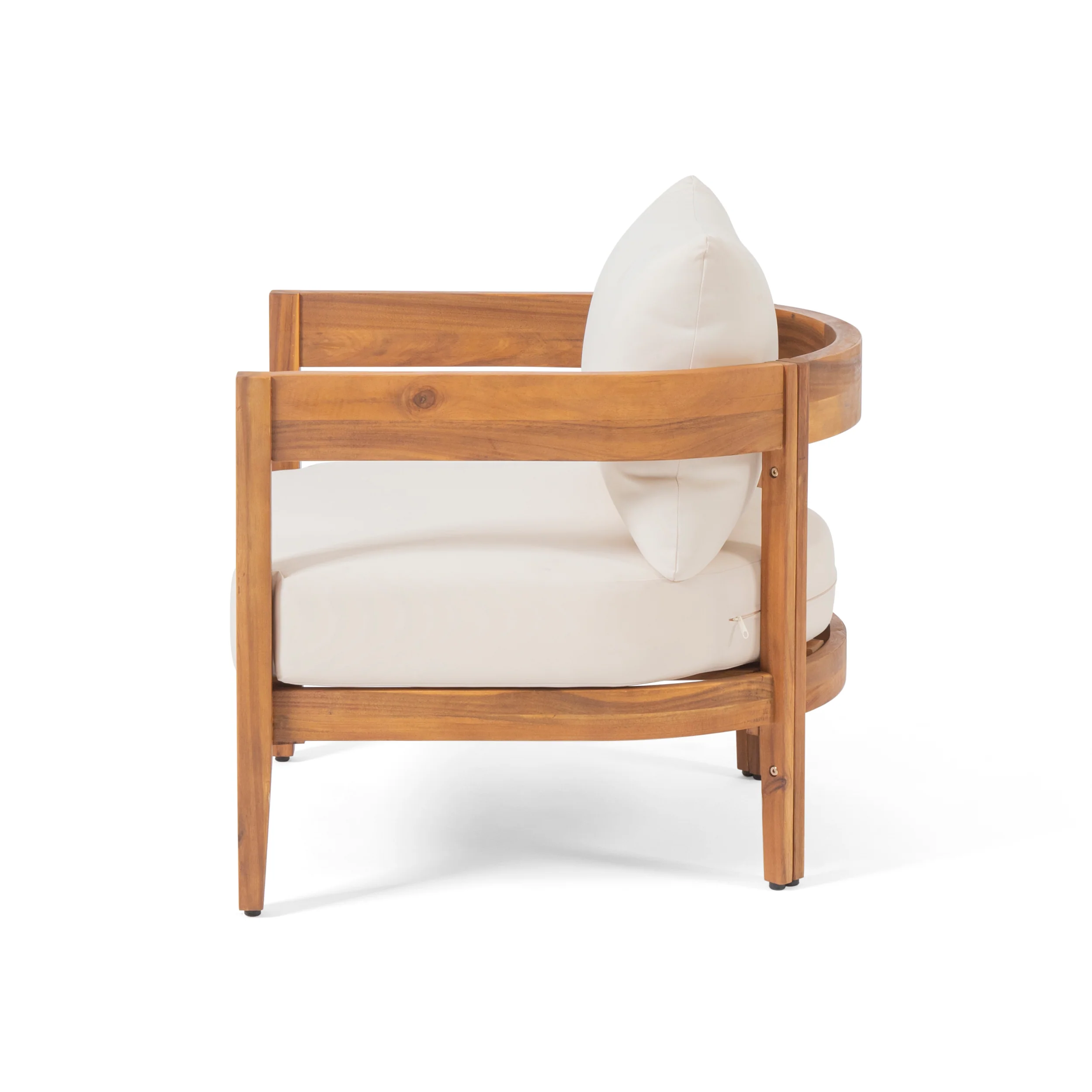 Burrough Outdoor Acacia Wood Club Chair with Cushions, Teak and Beige - furnishings