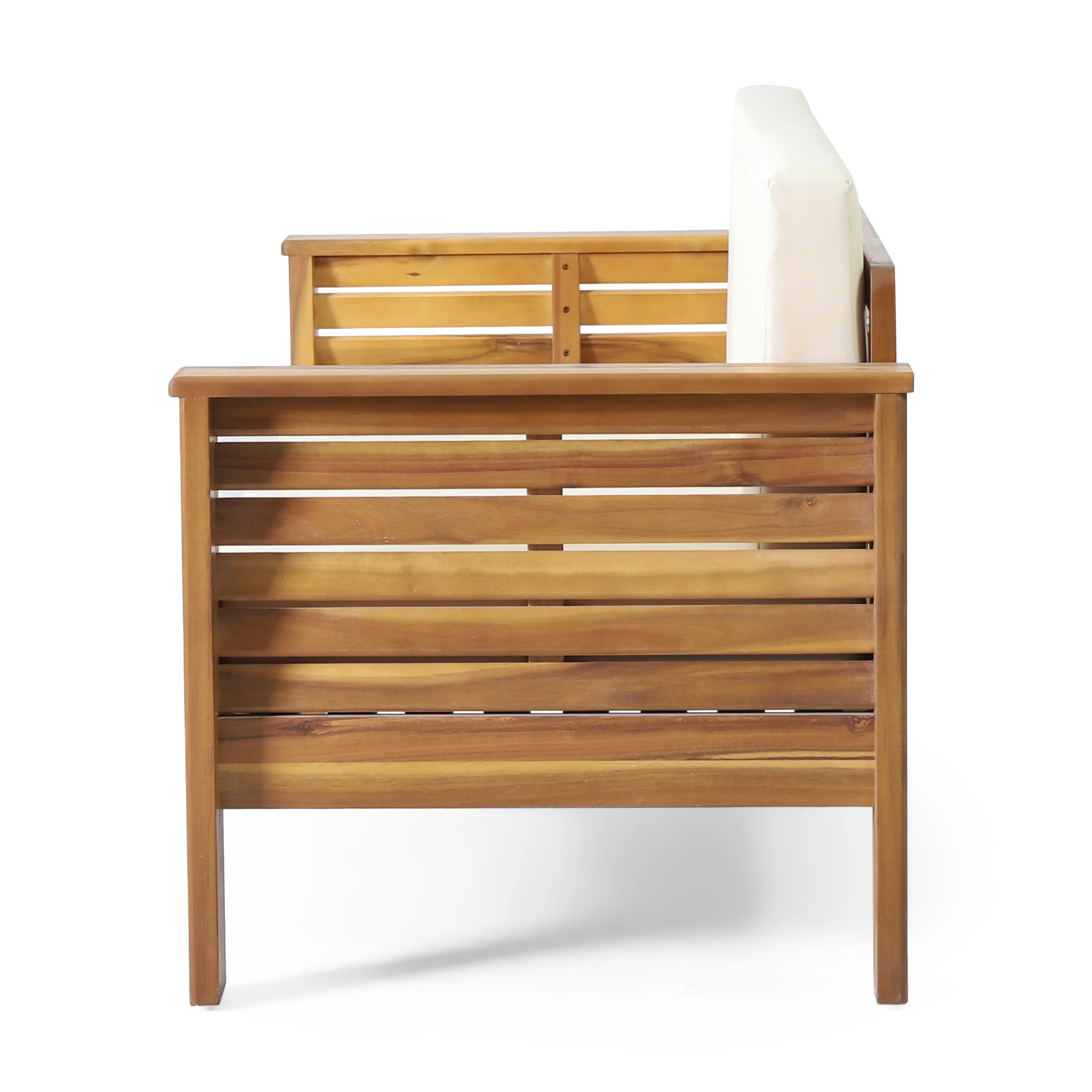 Rabun Outdoor Acacia Wood Loveseat and Coffee Table Set with Cushions - furnishings