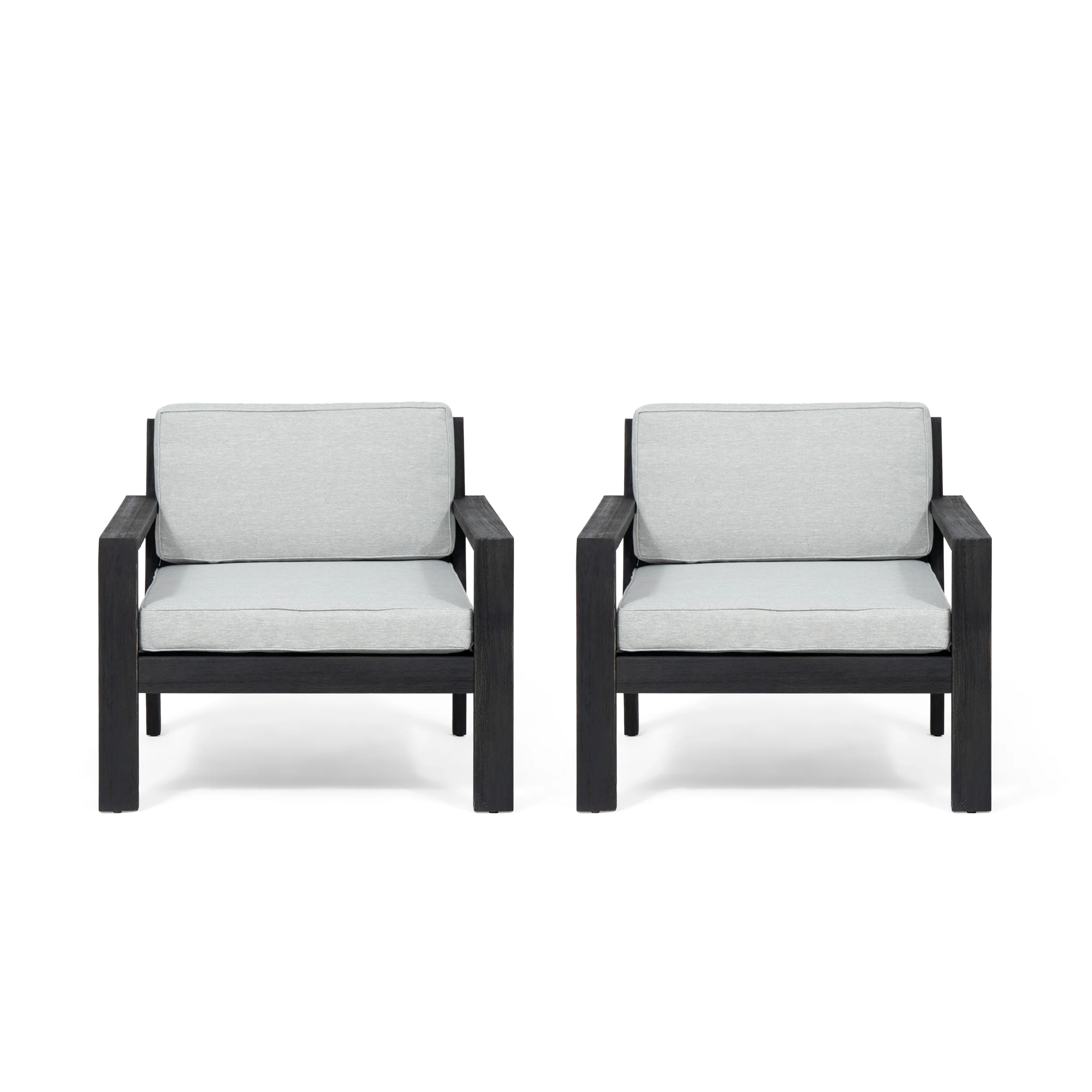 Susan Outdoor Acacia Wood Club Chairs with Cushions (Set of 2) - furnishings