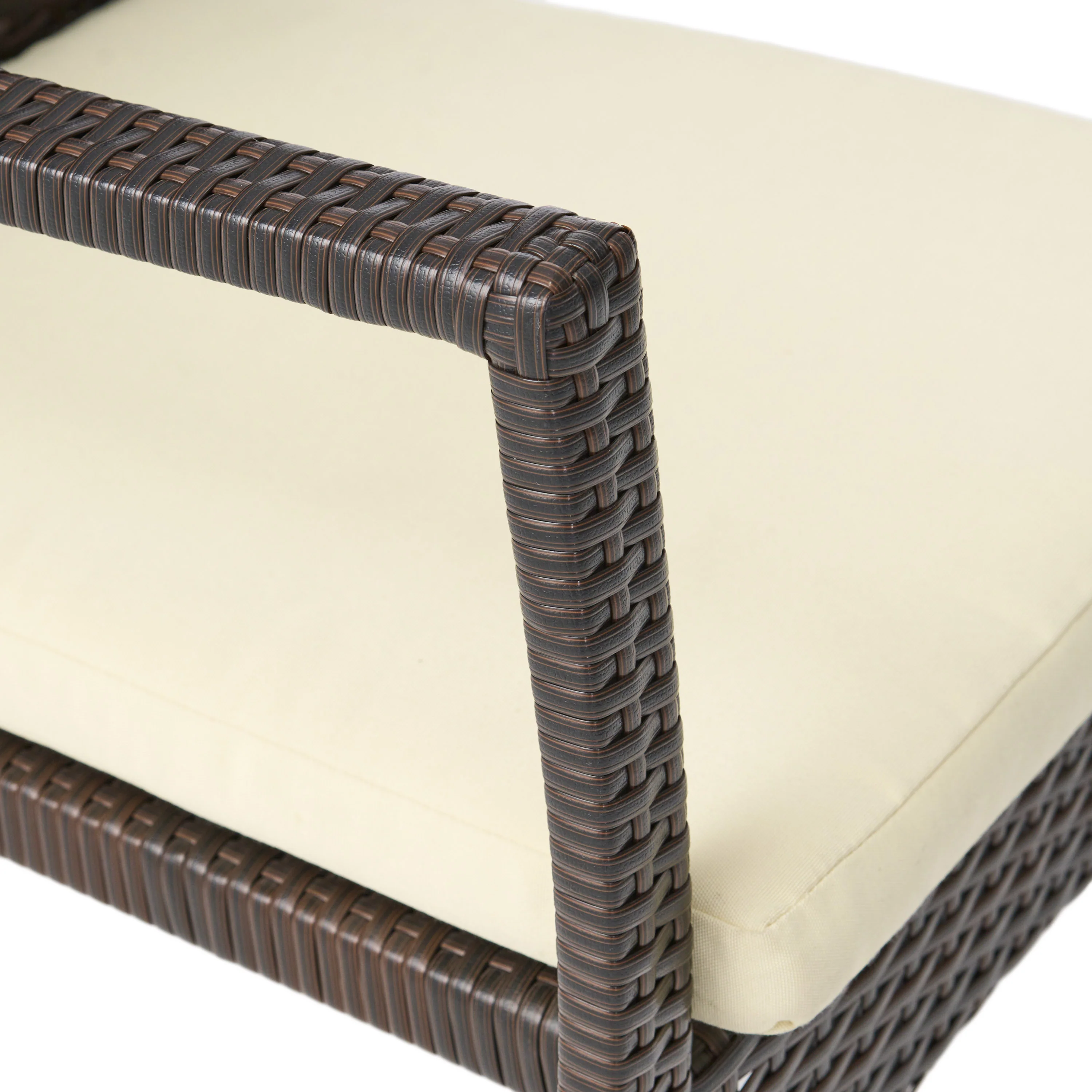 Melba Outdoor Brown Wicker Dining Chair with Beige Cushion (Set of 2) - furnishings