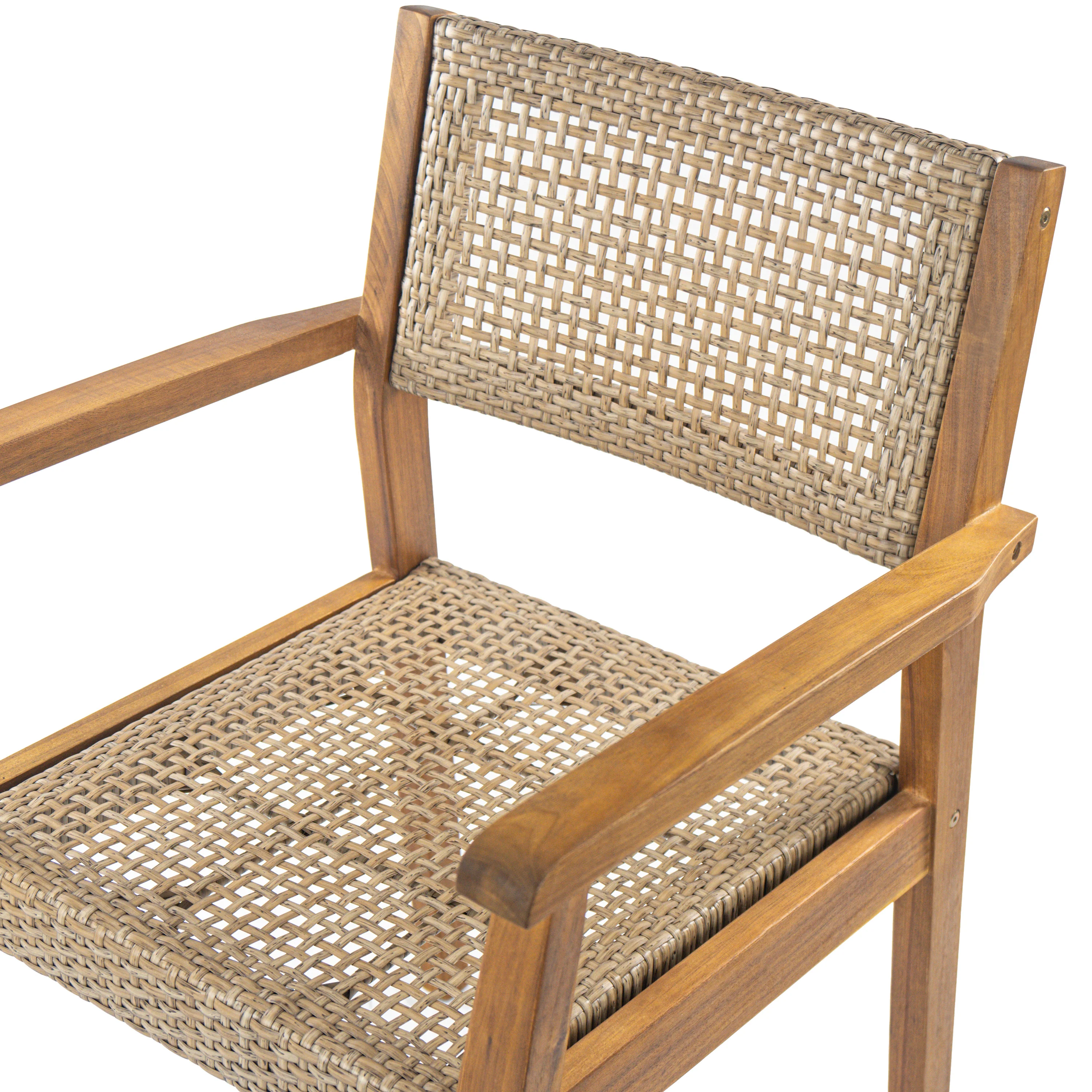 Summerlyn Patio Acacia Wood Dining Chairs, PE Wicker, Set of 2 - furnishings